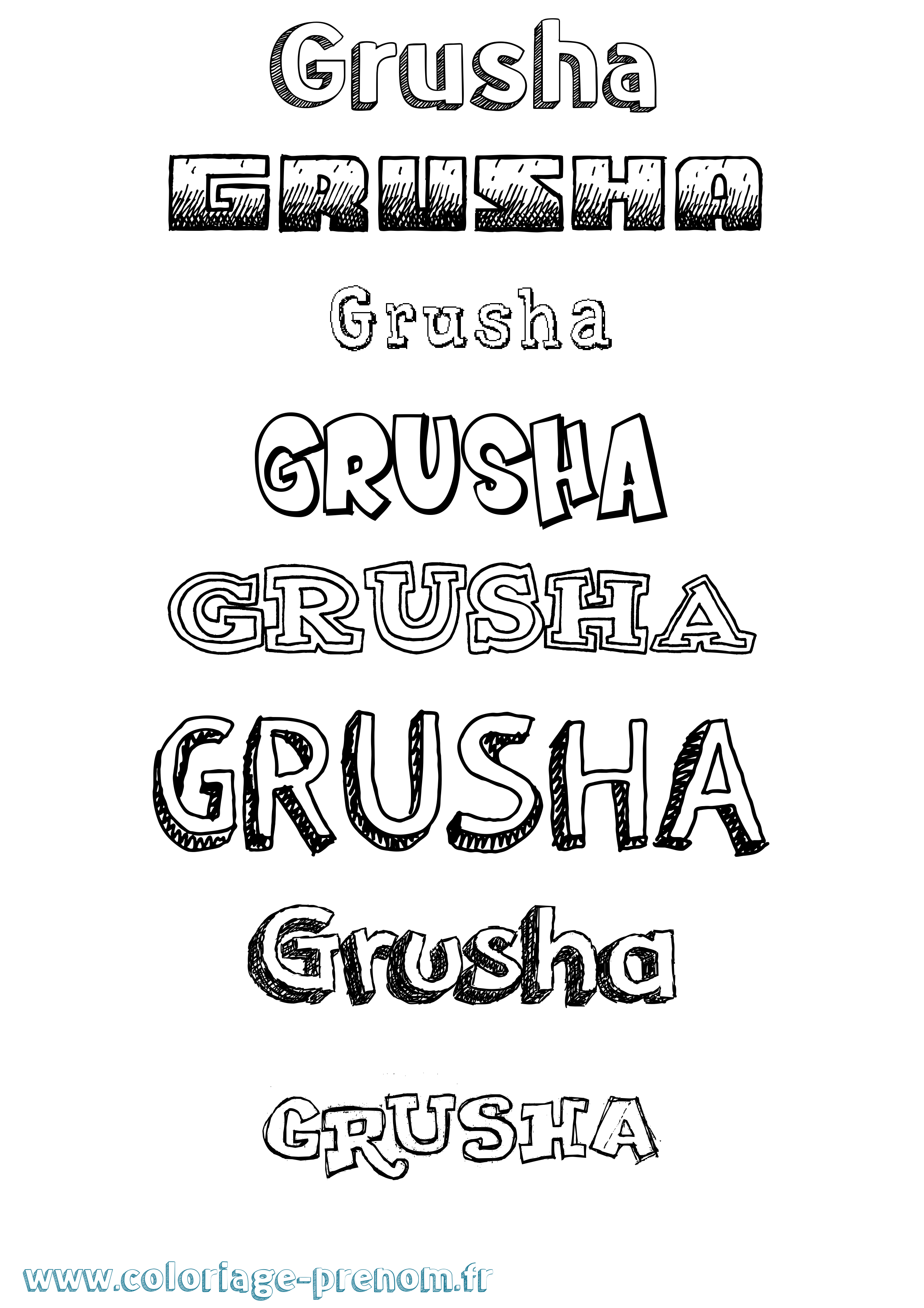 Coloriage Grusha Dessiné Coloriage prénom Grusha Dessiné