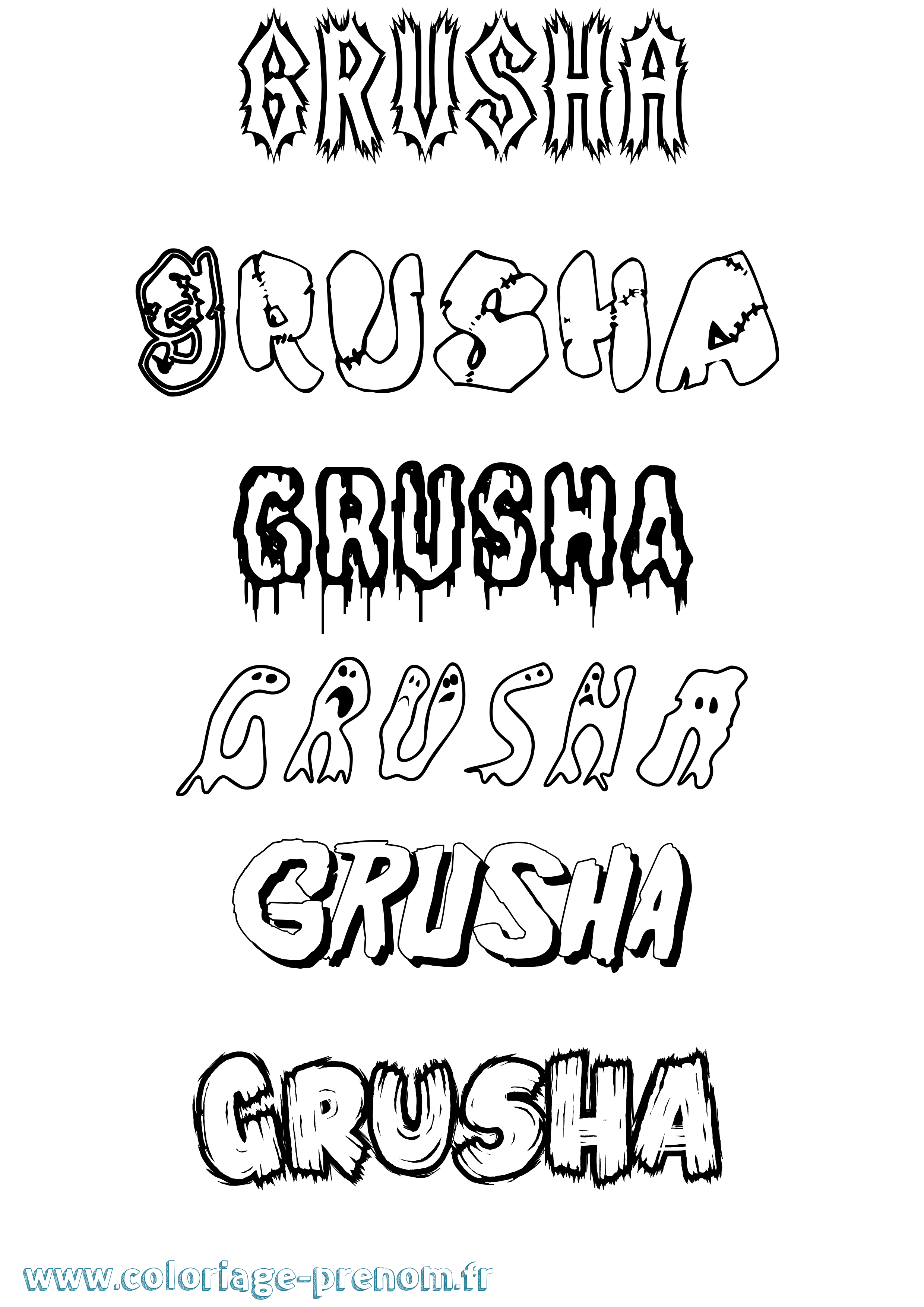 Coloriage Grusha Frisson Coloriage prénom Grusha Frisson