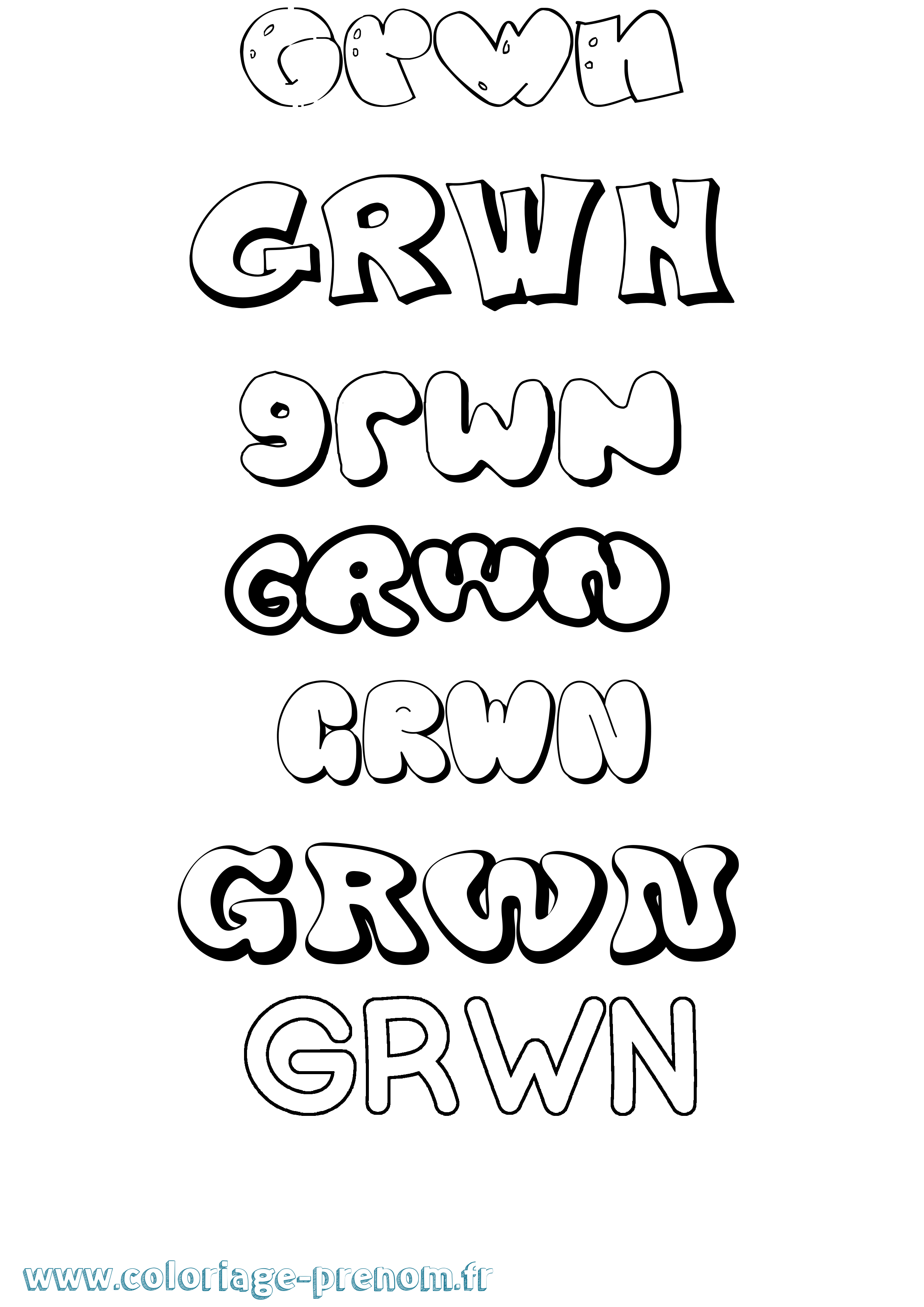 Coloriage Grwn Bubble Coloriage prénom Grwn Bubble