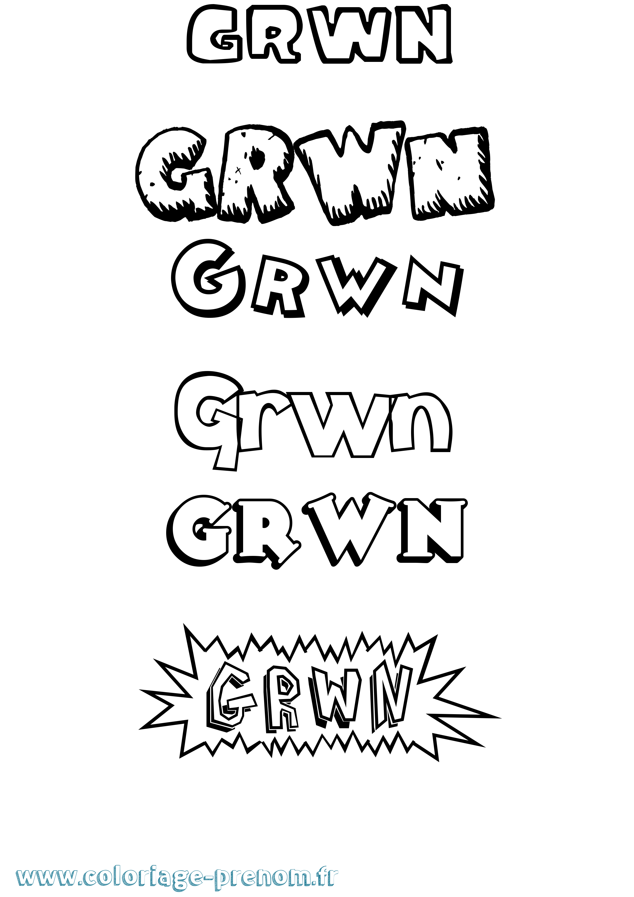 Coloriage Grwn Dessin Animé Coloriage prénom Grwn Dessin Animé