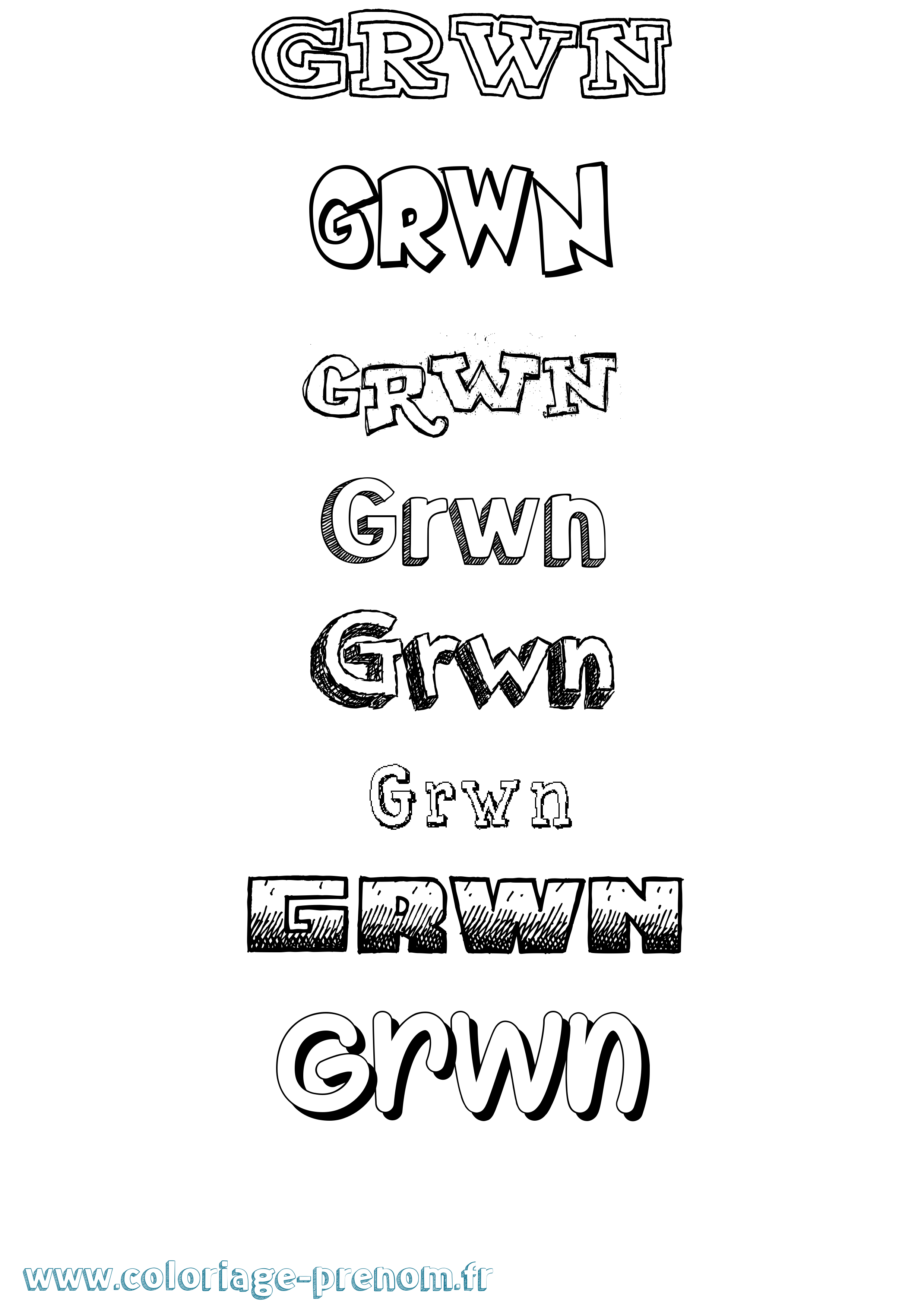 Coloriage Grwn Dessiné Coloriage prénom Grwn Dessiné