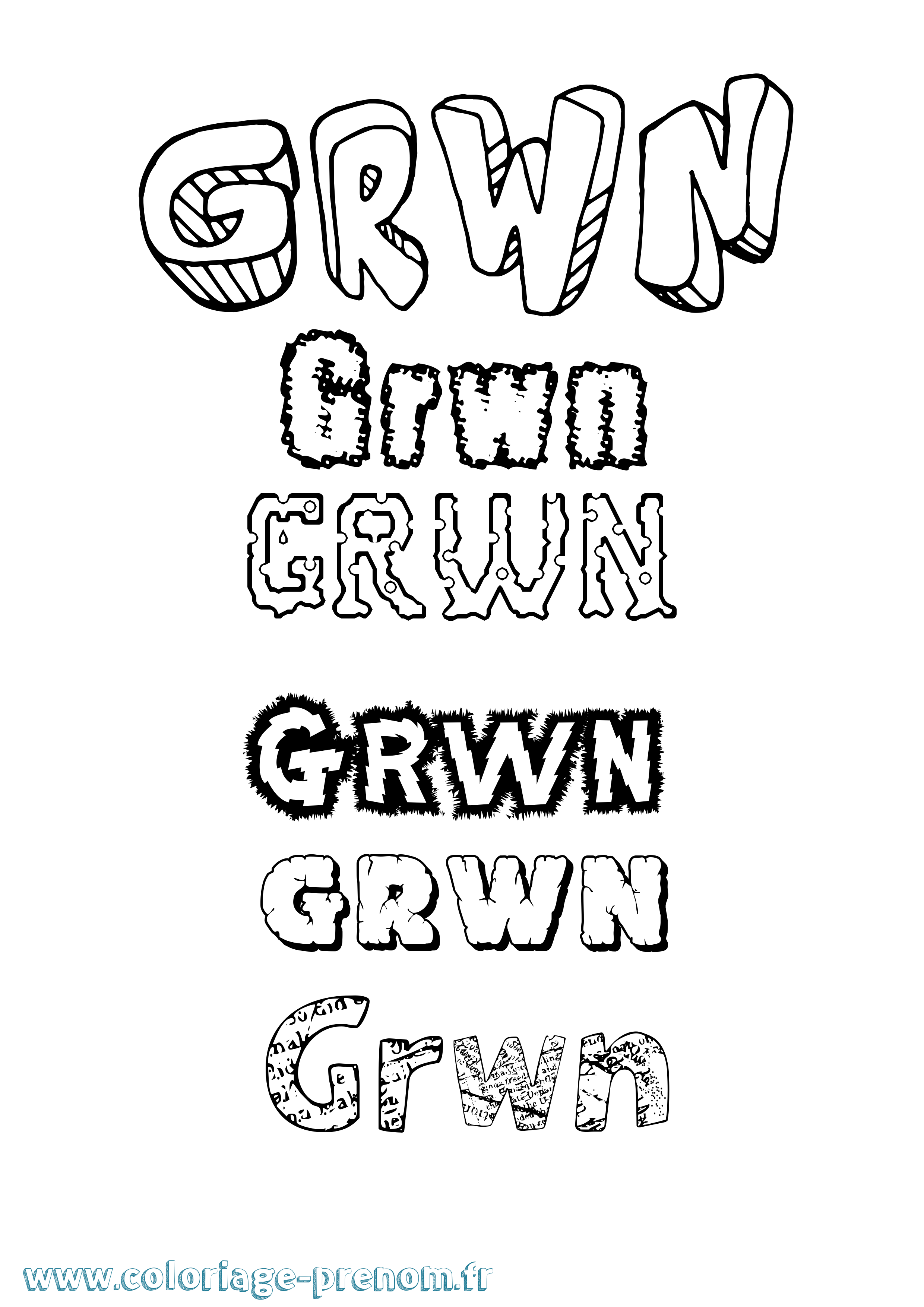 Coloriage Grwn Destructuré Coloriage prénom Grwn Destructuré