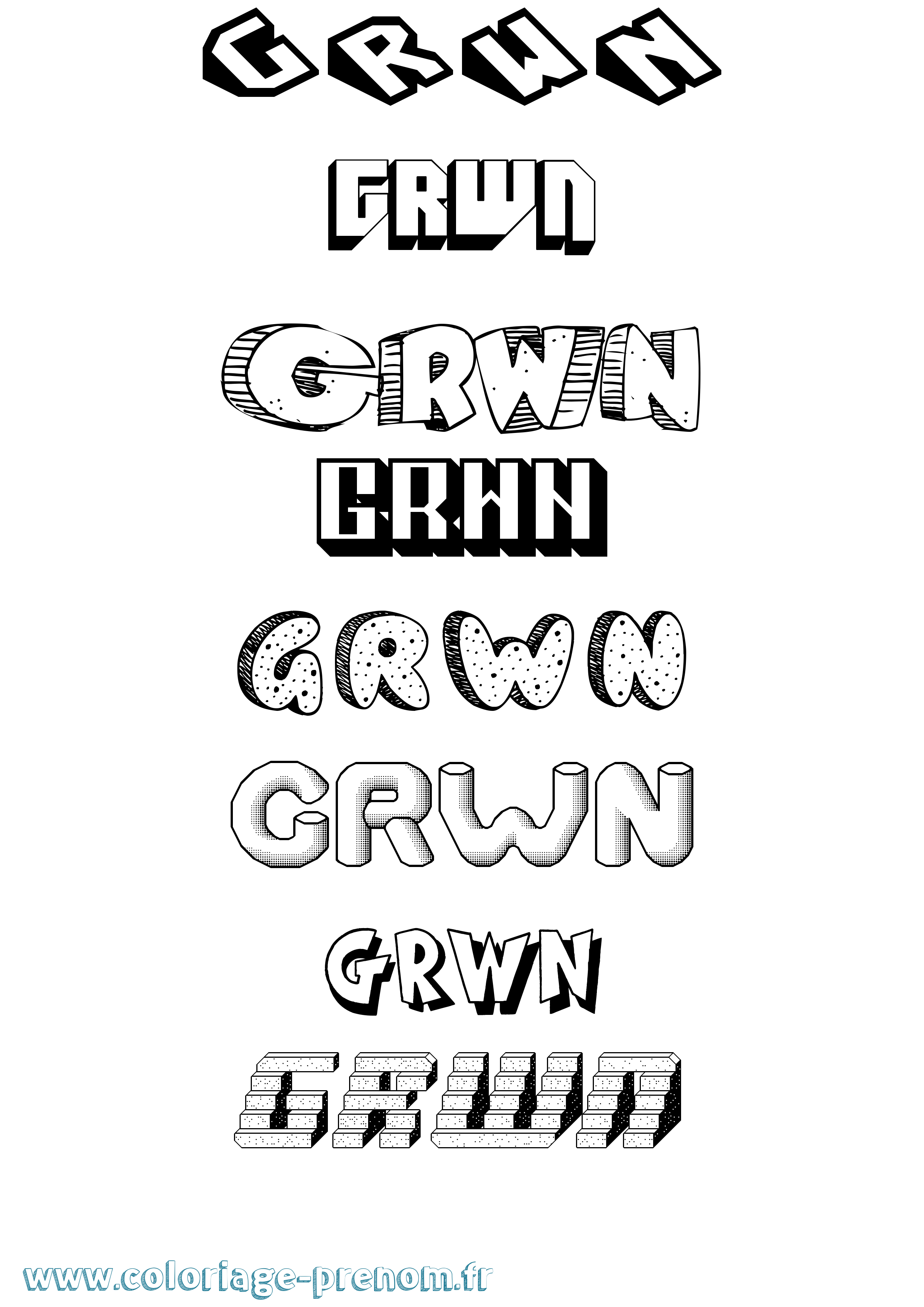 Coloriage Grwn Effet 3D Coloriage prénom Grwn Effet 3D