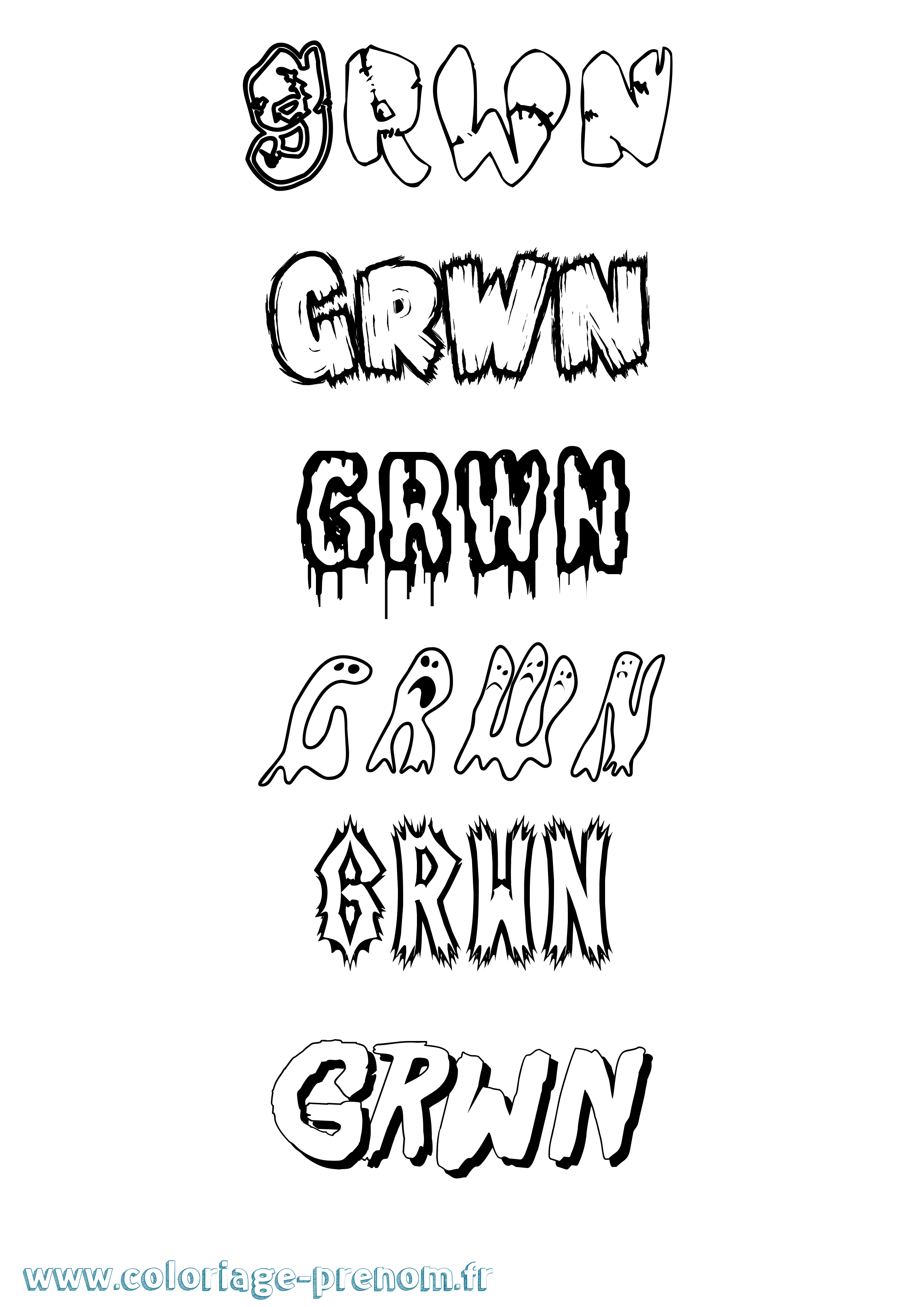 Coloriage Grwn Frisson Coloriage prénom Grwn Frisson