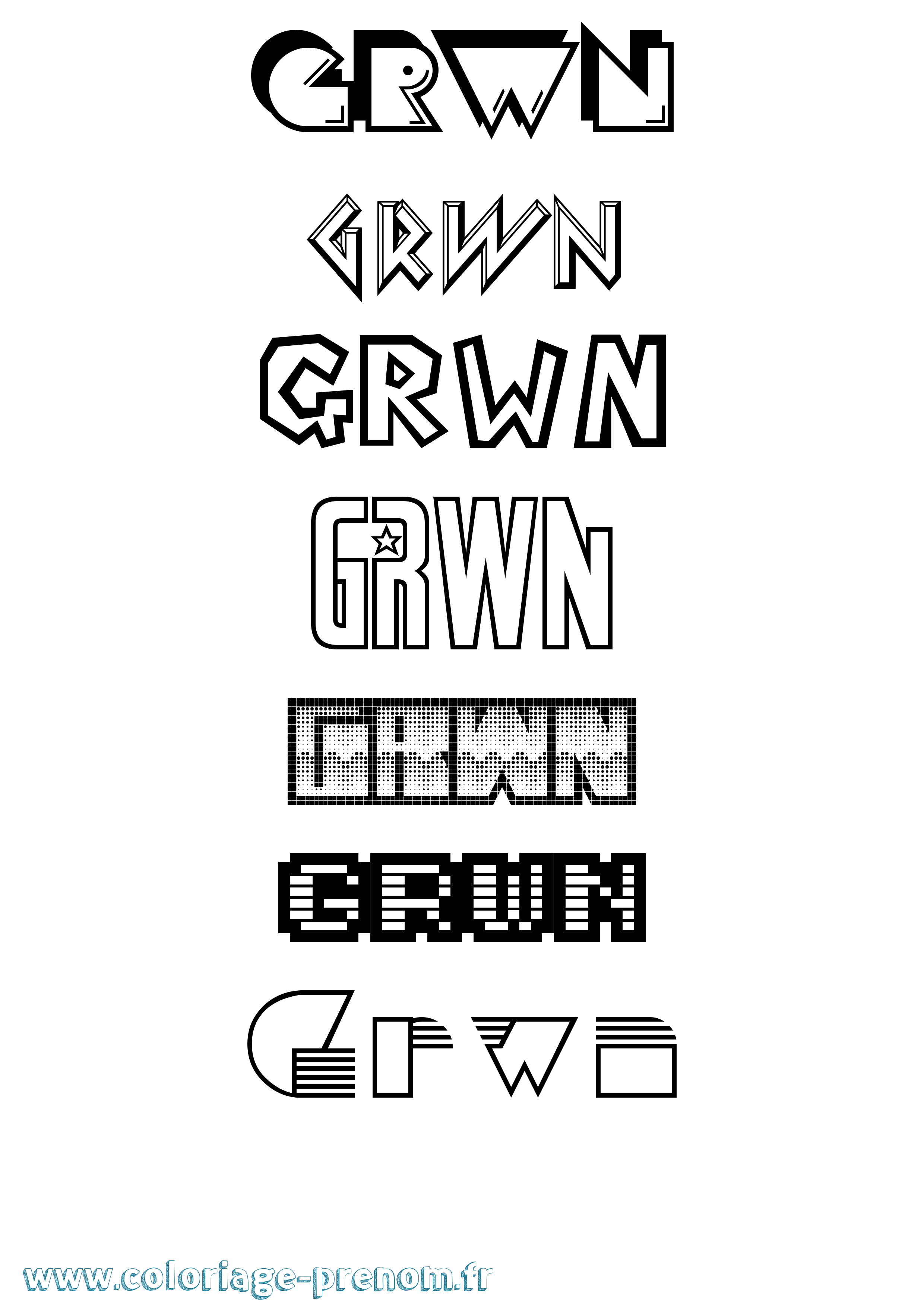 Coloriage Grwn Jeux Vidéos Coloriage prénom Grwn Jeux Vidéos