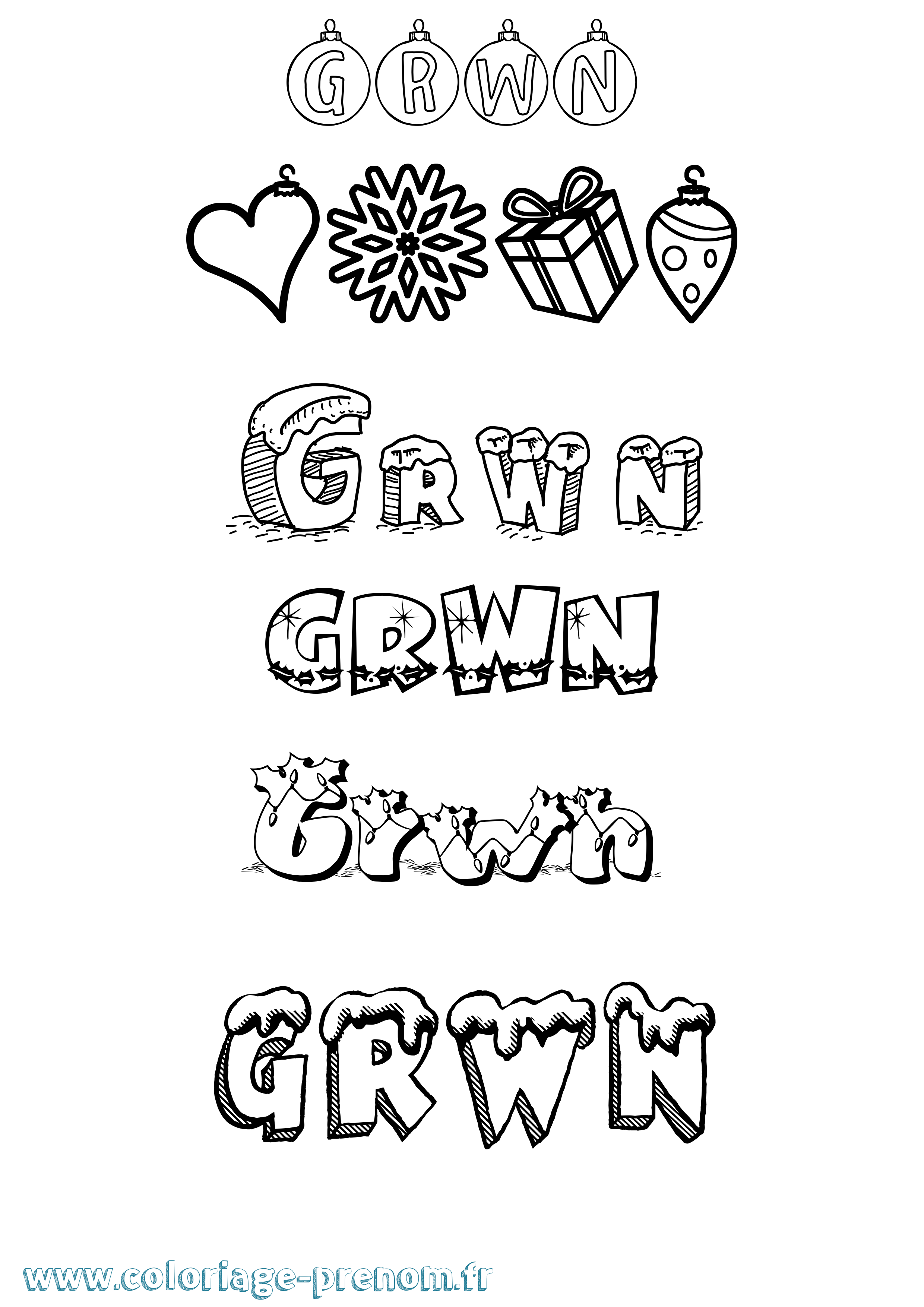 Coloriage Grwn Noël Coloriage prénom Grwn Noël