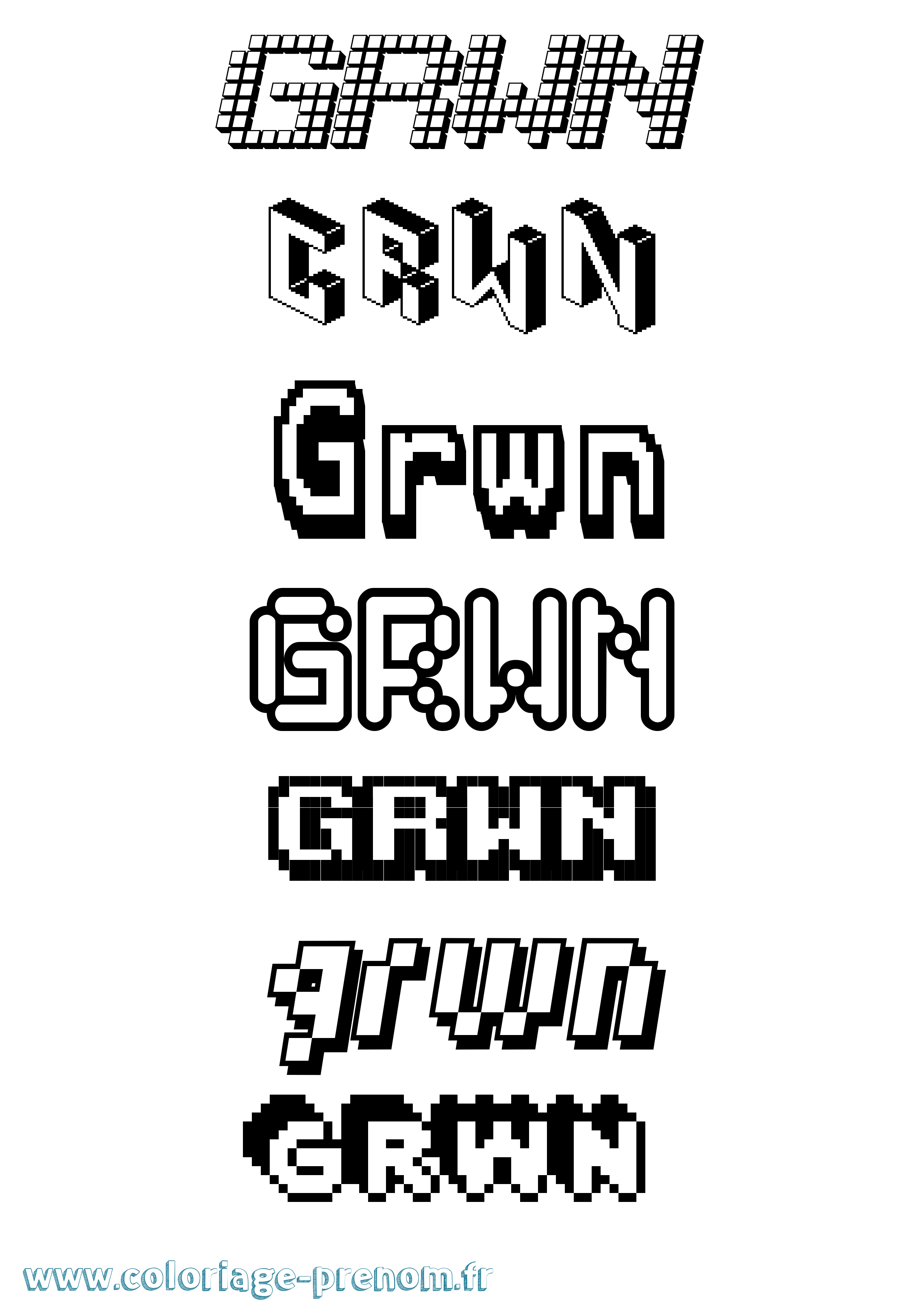 Coloriage Grwn Pixel Coloriage prénom Grwn Pixel