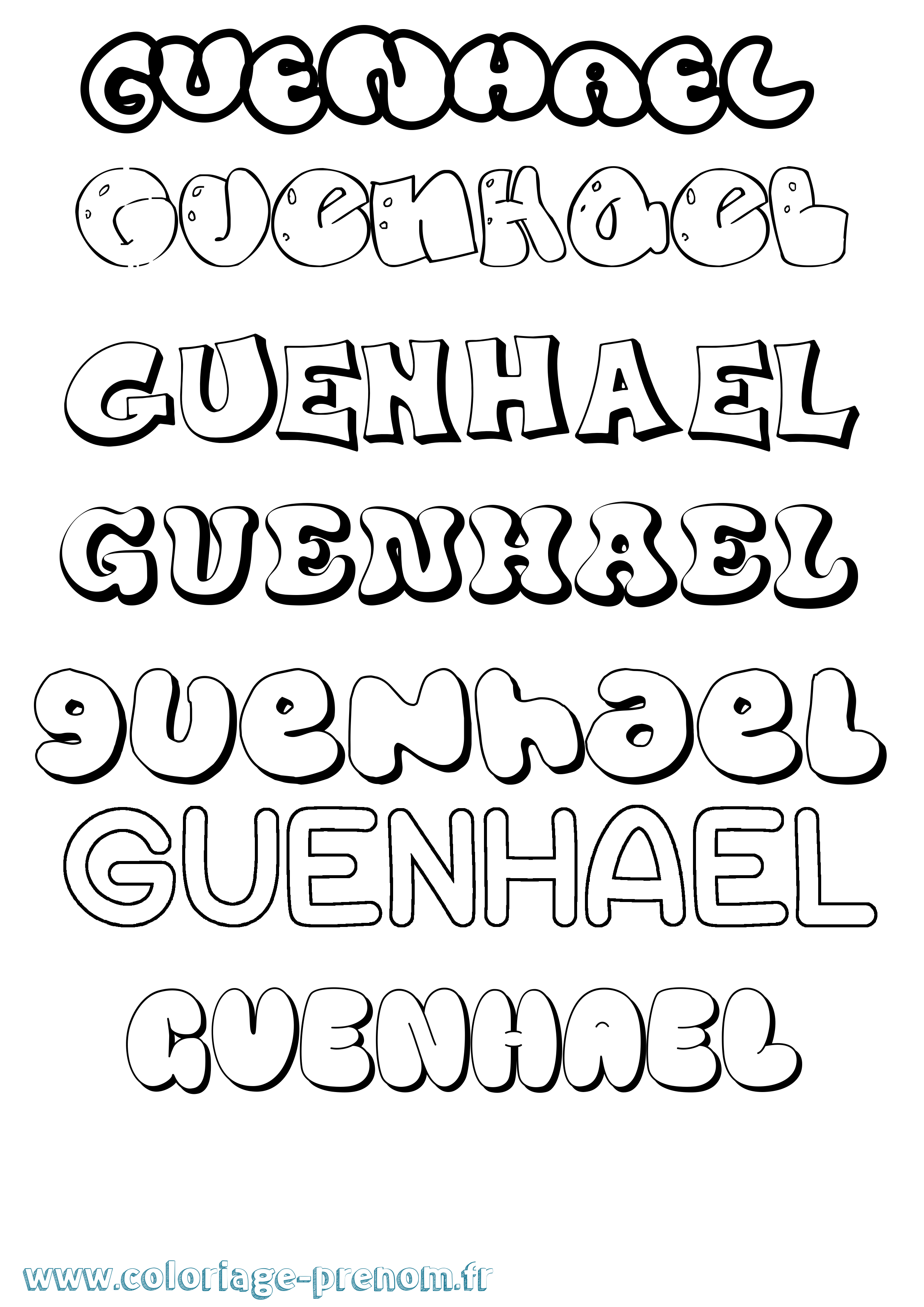 Coloriage Guenhael Bubble Coloriage prénom Guenhael Bubble