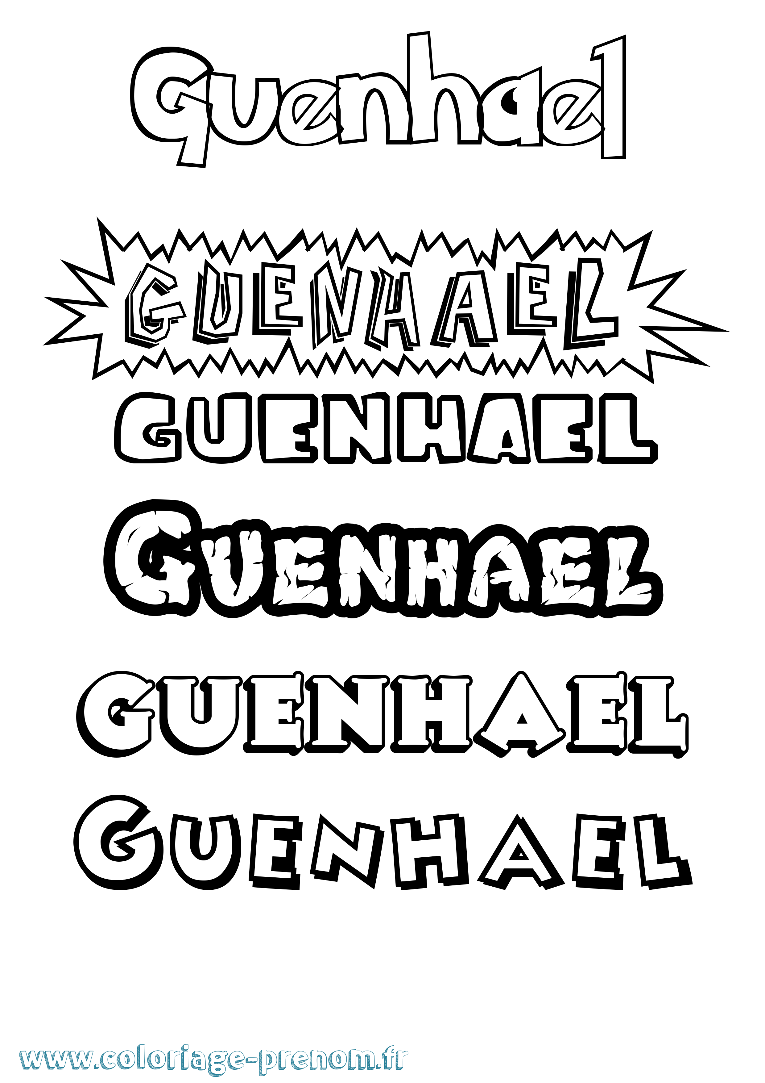 Coloriage Guenhael Dessin Animé Coloriage prénom Guenhael Dessin Animé