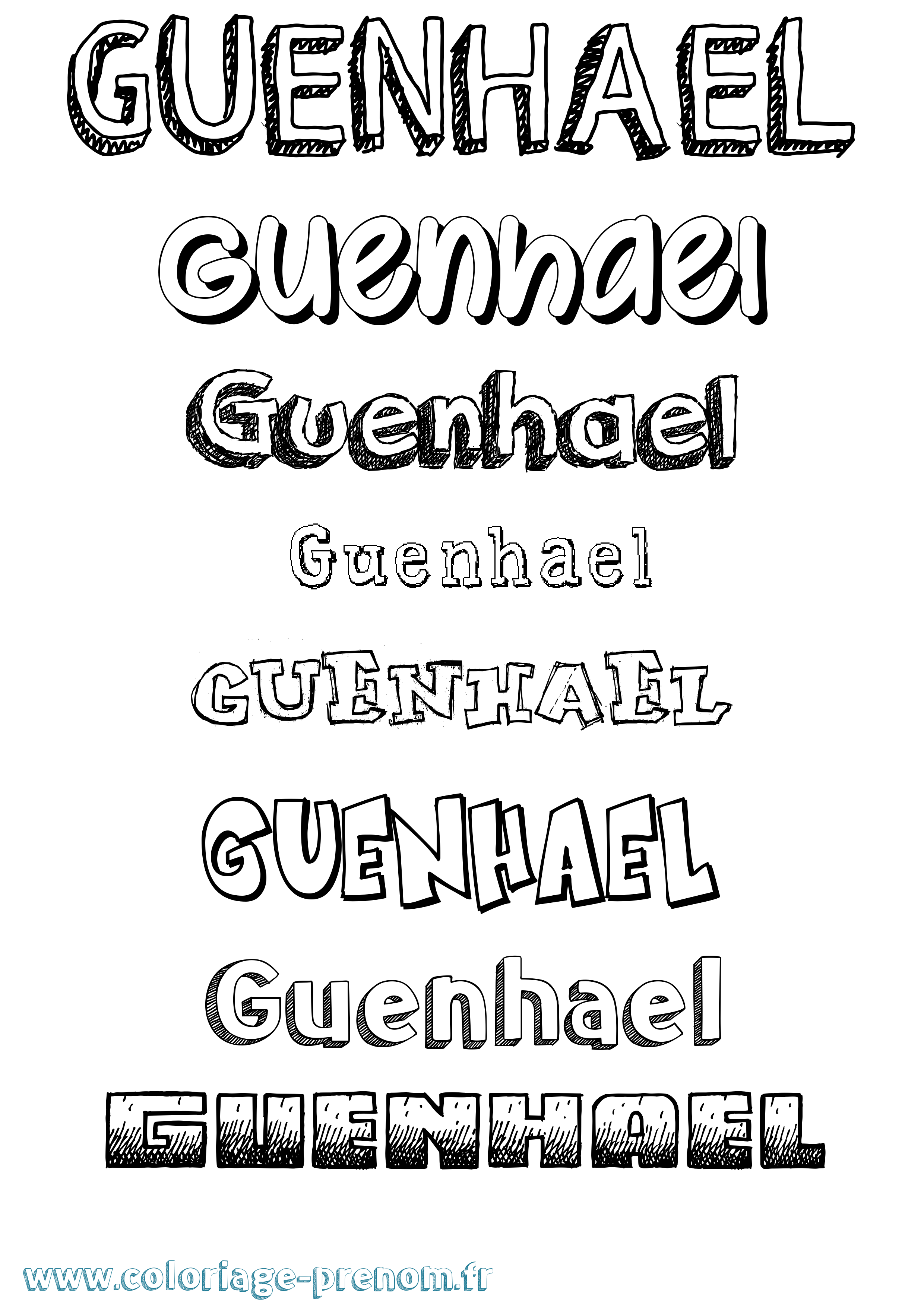 Coloriage Guenhael Dessiné Coloriage prénom Guenhael Dessiné