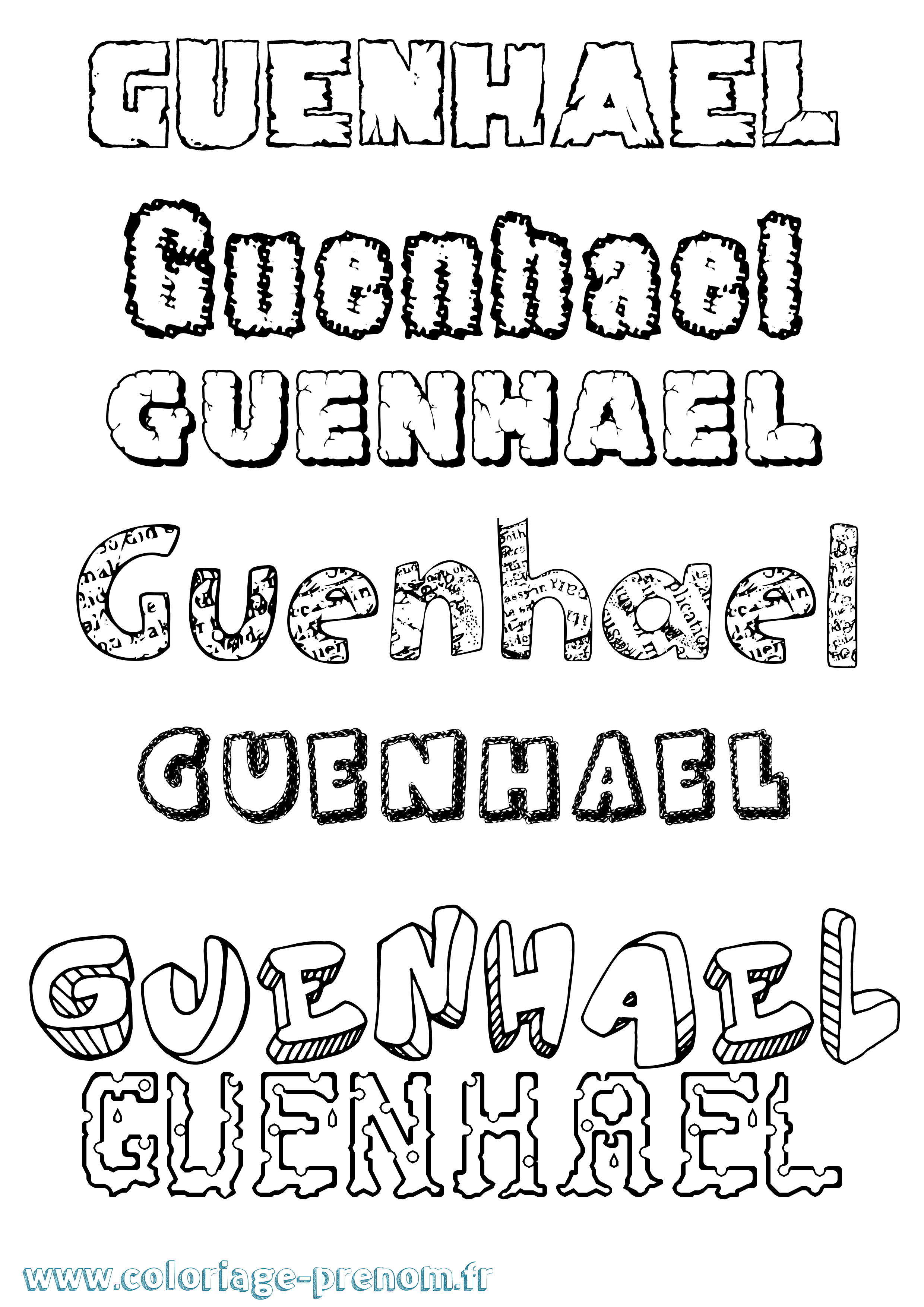 Coloriage Guenhael Destructuré Coloriage prénom Guenhael Destructuré