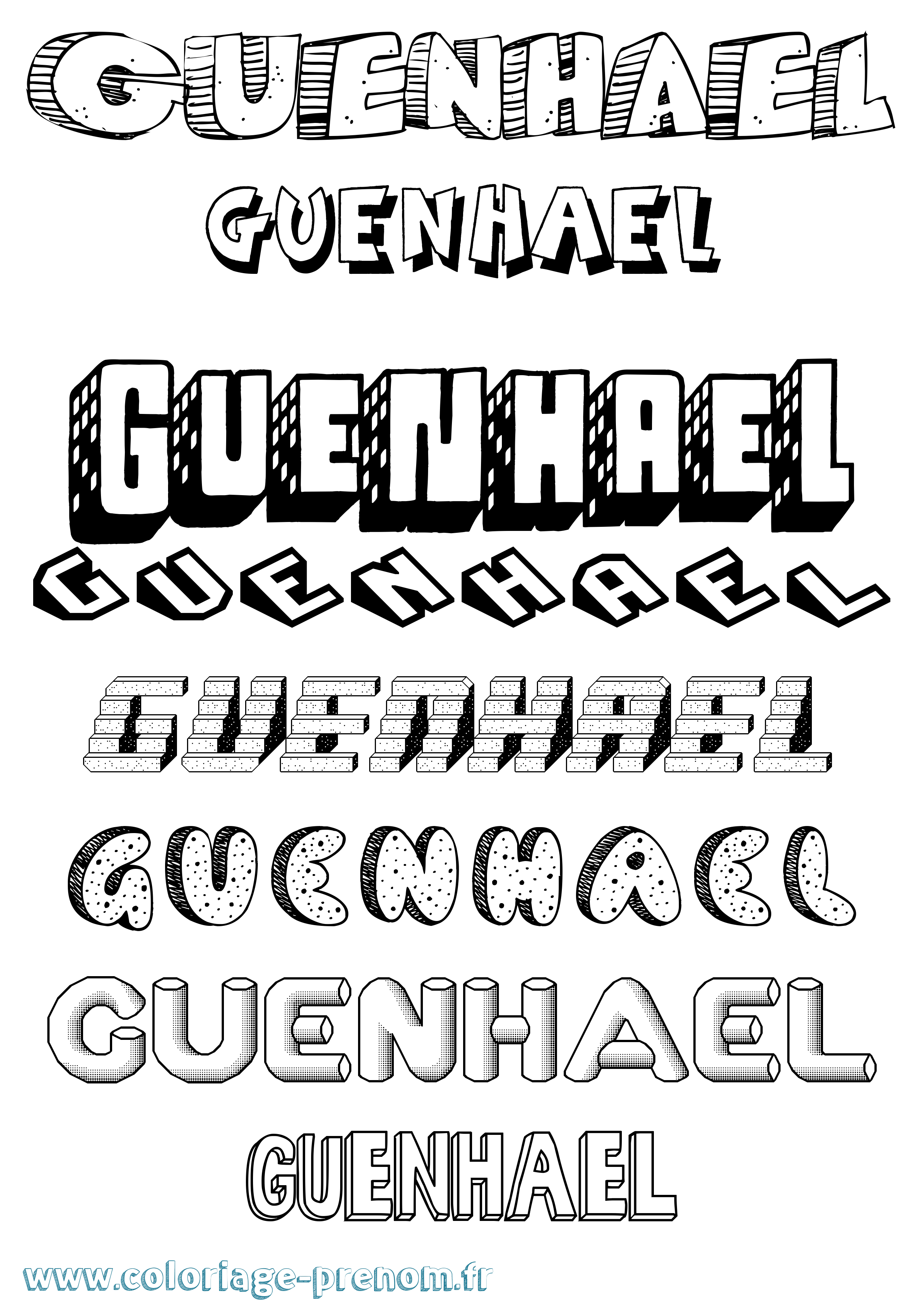 Coloriage Guenhael Effet 3D Coloriage prénom Guenhael Effet 3D