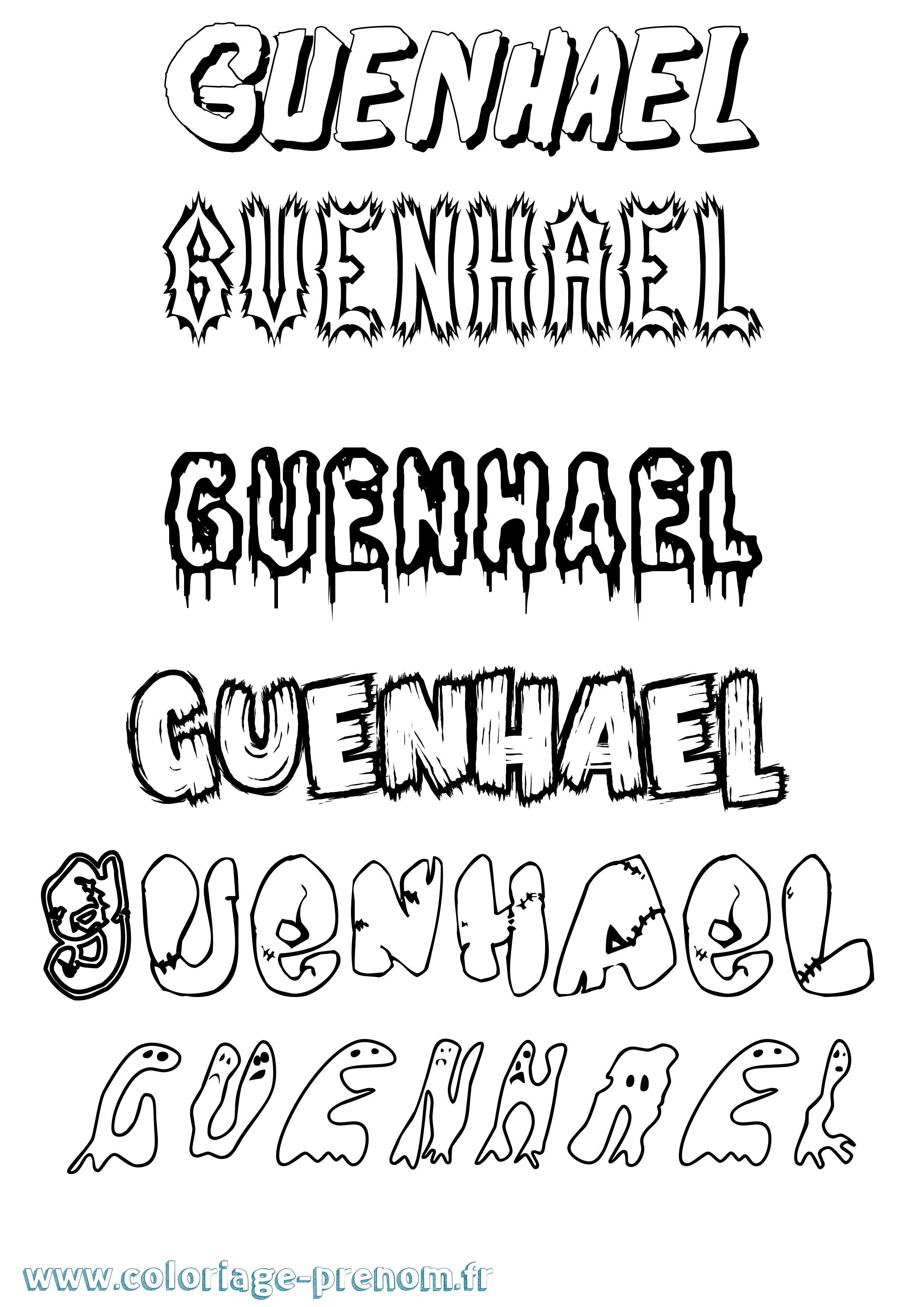 Coloriage Guenhael Frisson Coloriage prénom Guenhael Frisson