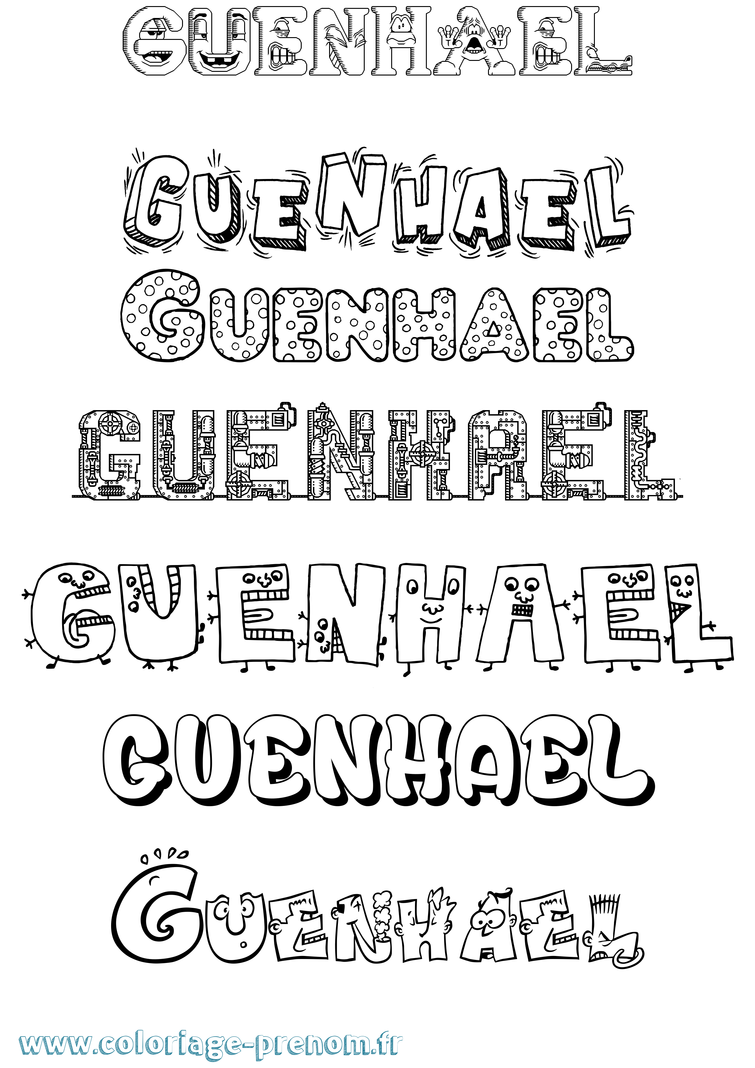 Coloriage Guenhael Fun Coloriage prénom Guenhael Fun