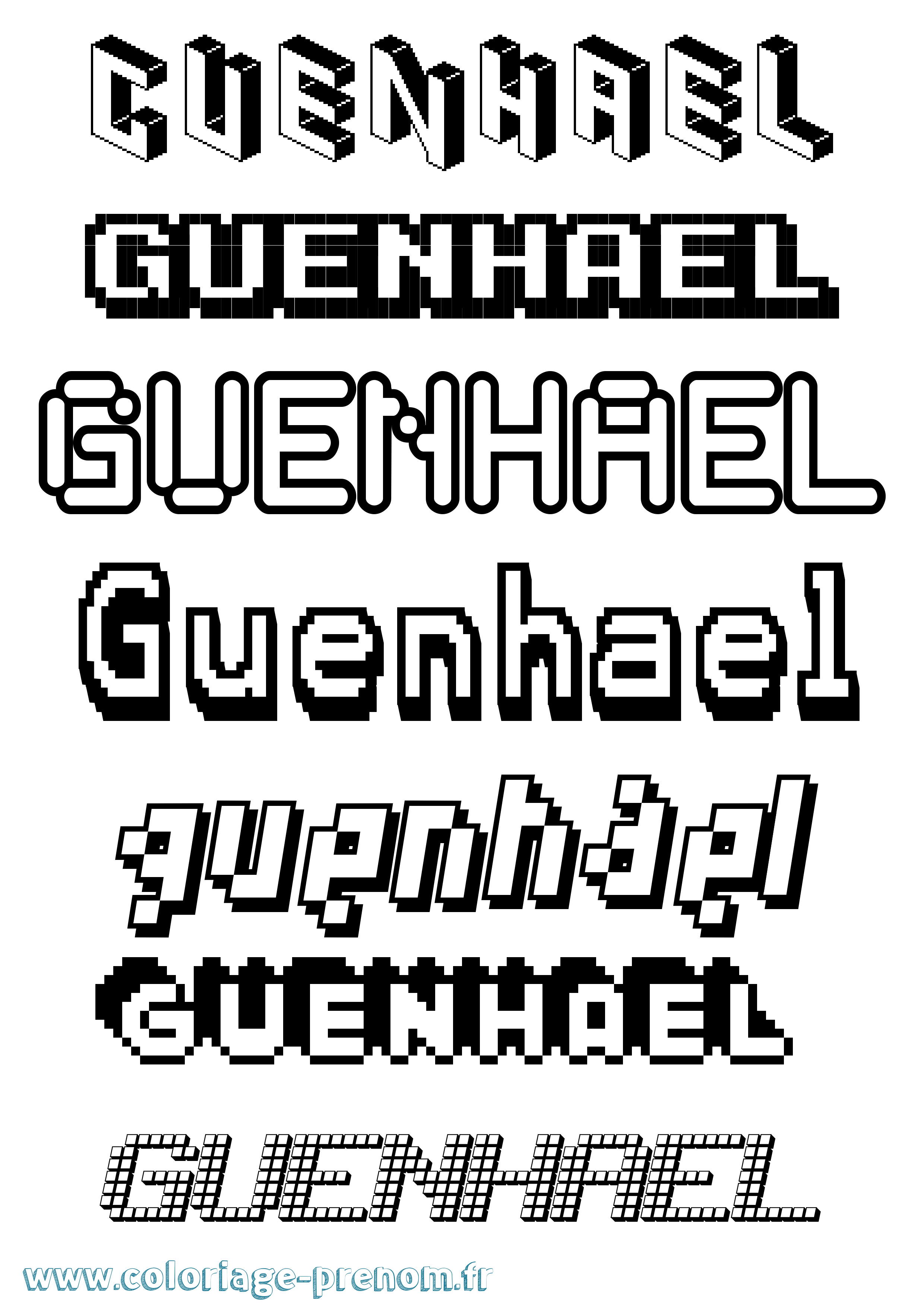 Coloriage Guenhael Pixel Coloriage prénom Guenhael Pixel