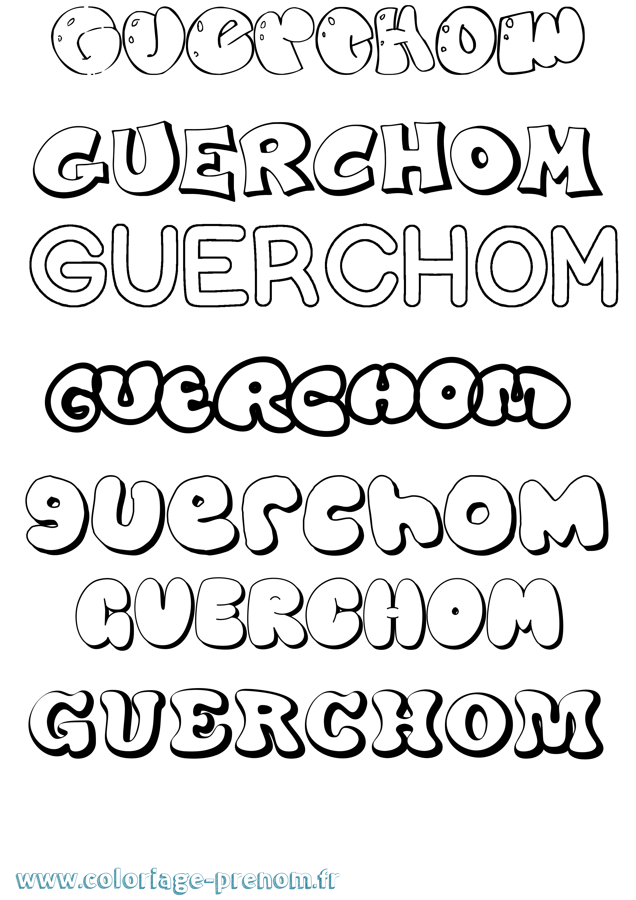 Coloriage Guerchom Bubble Coloriage prénom Guerchom Bubble