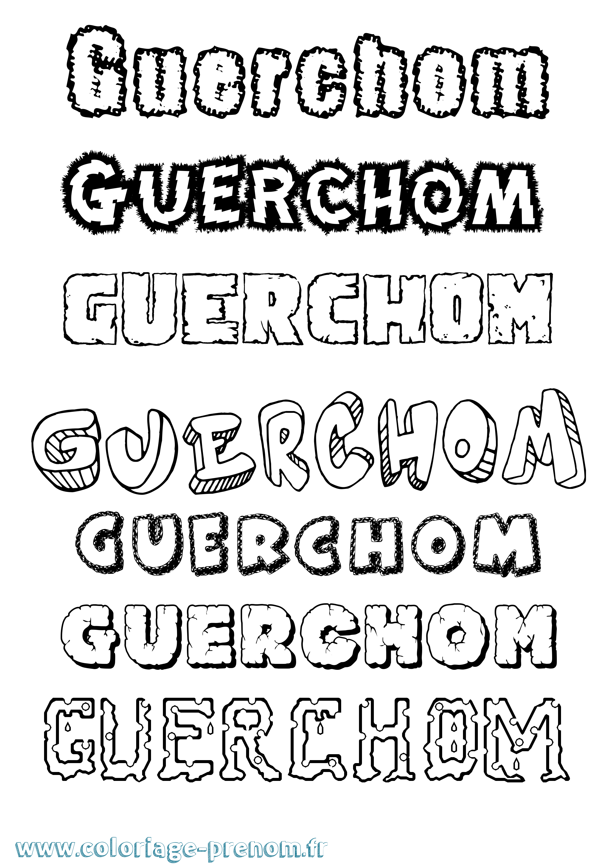 Coloriage Guerchom Destructuré Coloriage prénom Guerchom Destructuré