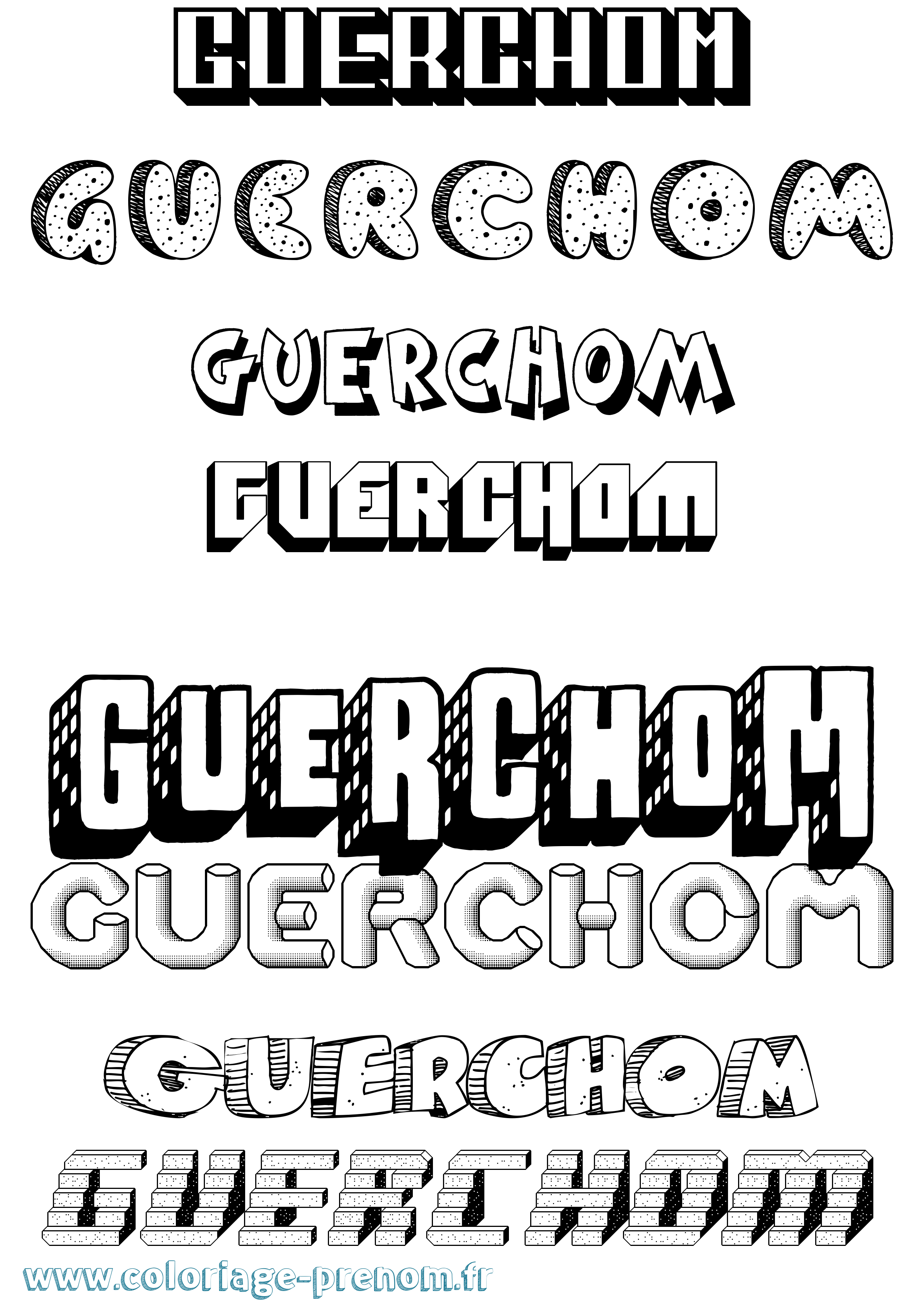 Coloriage Guerchom Effet 3D Coloriage prénom Guerchom Effet 3D