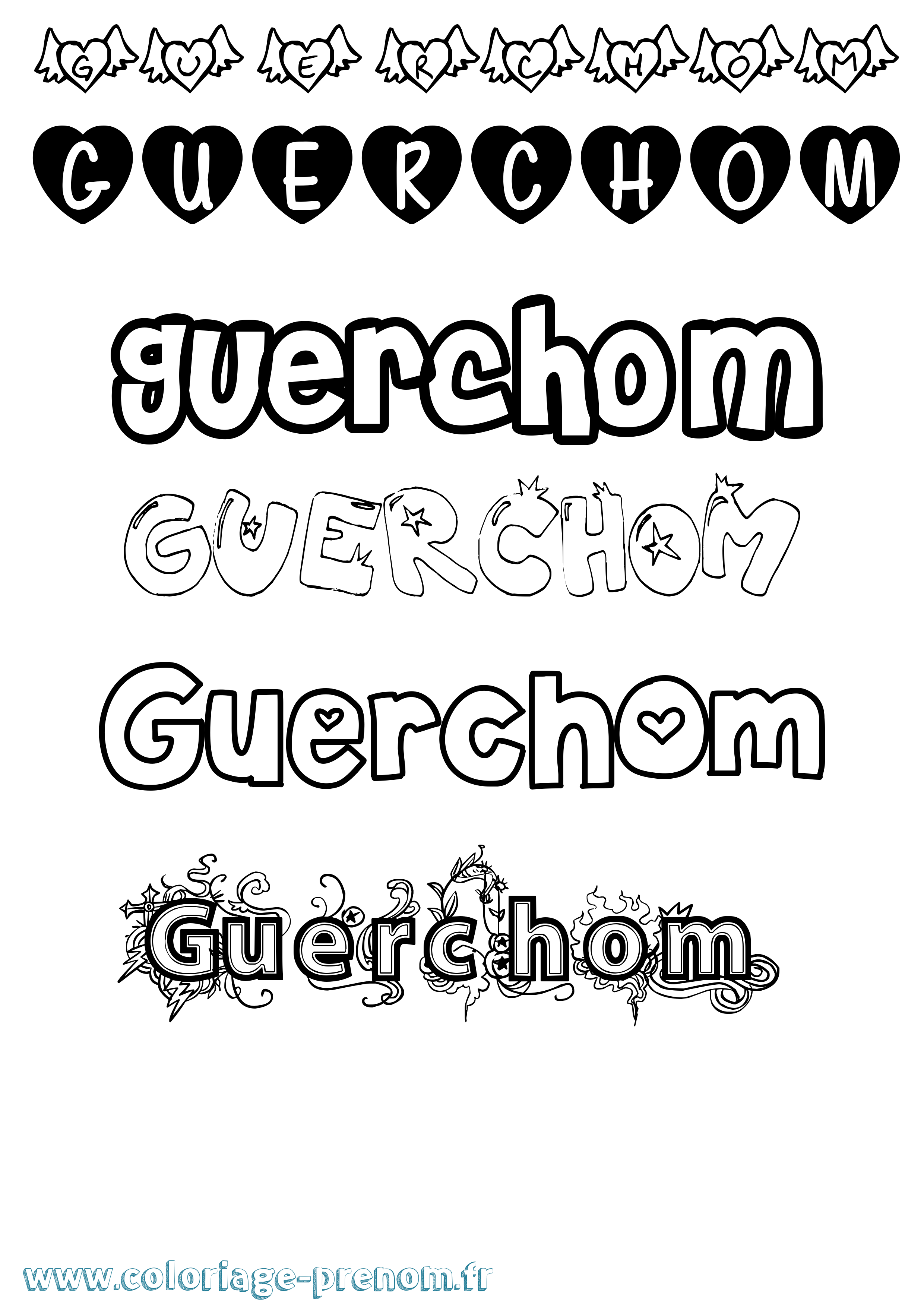 Coloriage Guerchom Girly Coloriage prénom Guerchom Girly