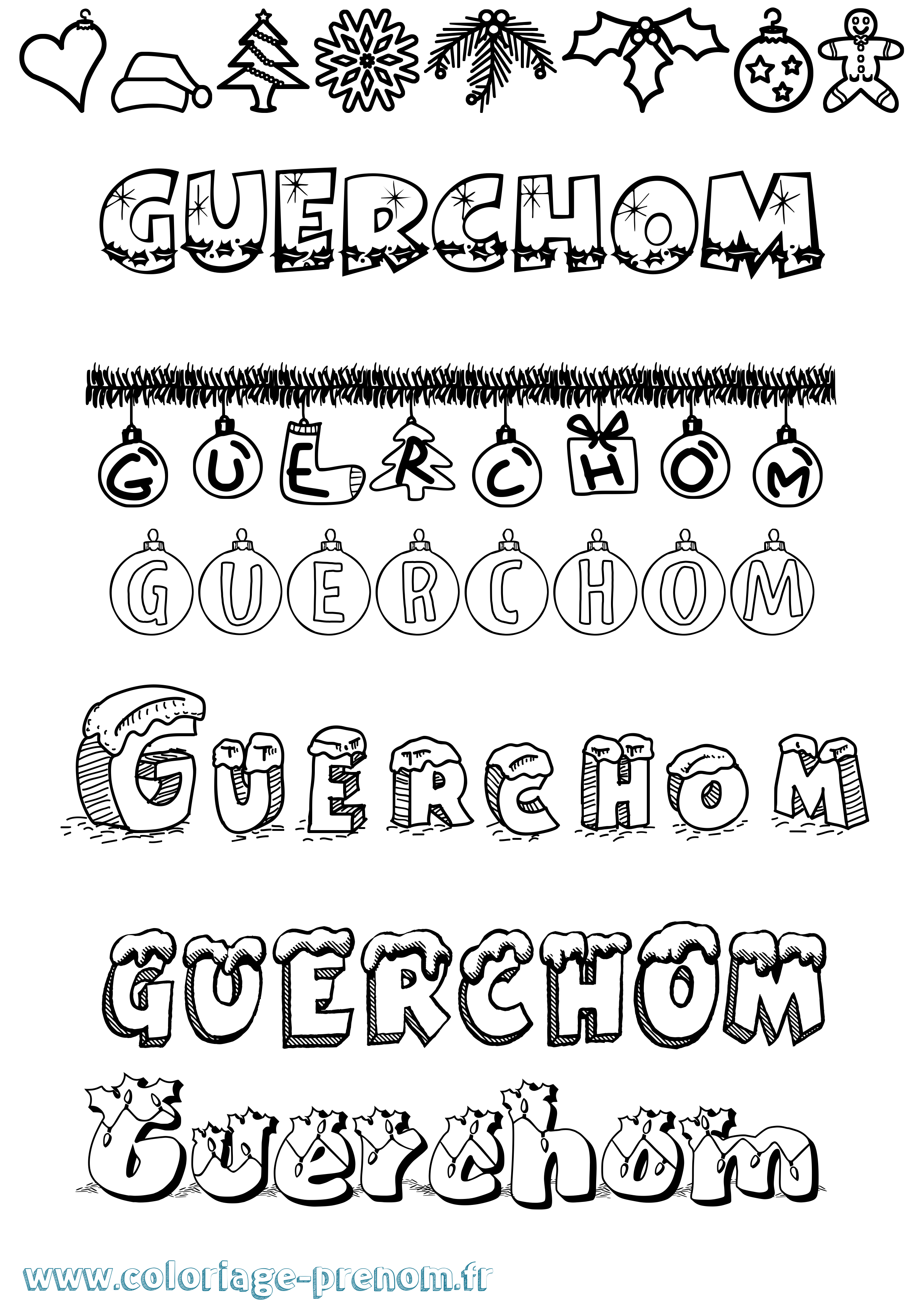 Coloriage Guerchom Noël Coloriage prénom Guerchom Noël