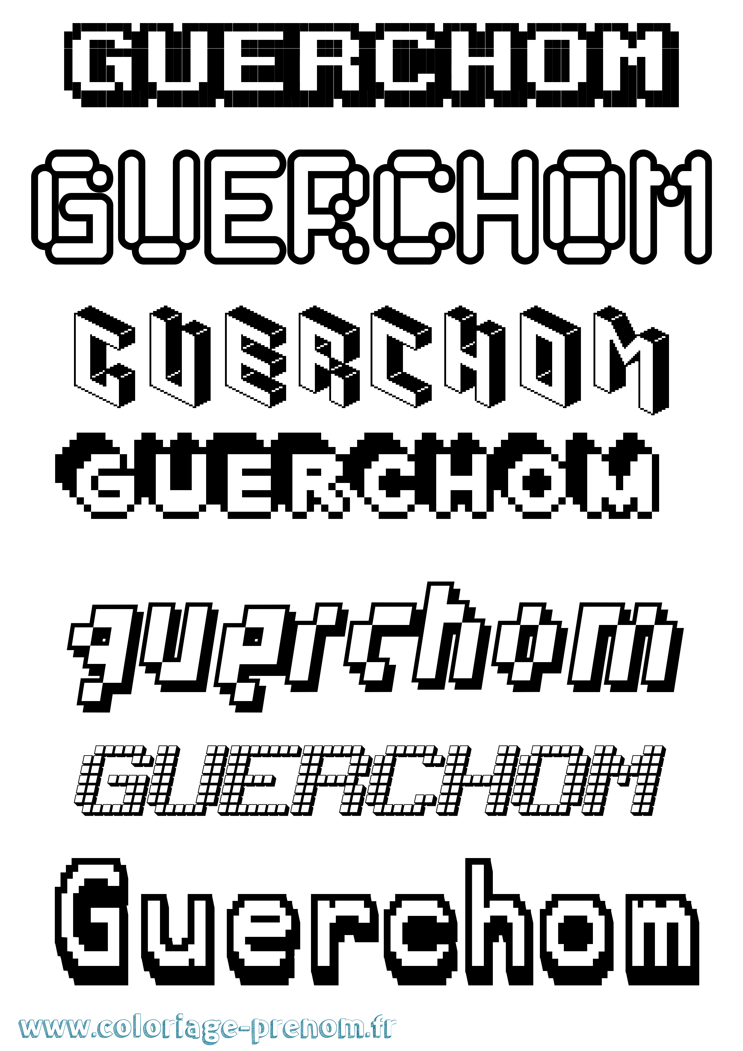 Coloriage Guerchom Pixel Coloriage prénom Guerchom Pixel