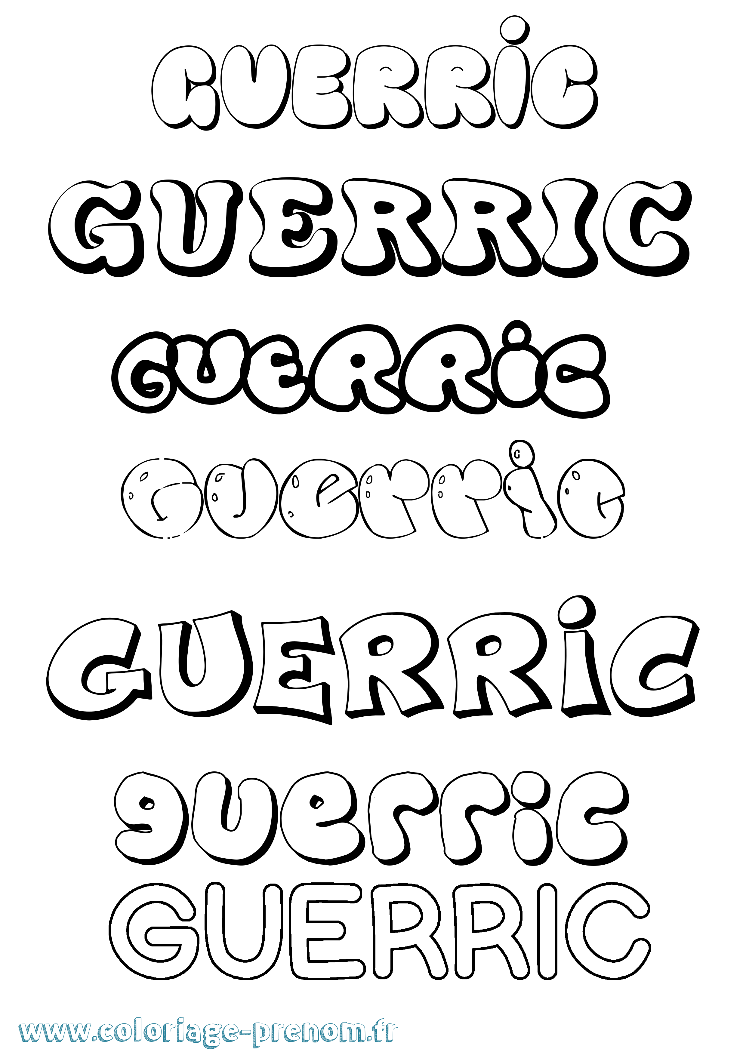 Coloriage Guerric Bubble Coloriage prénom Guerric Bubble
