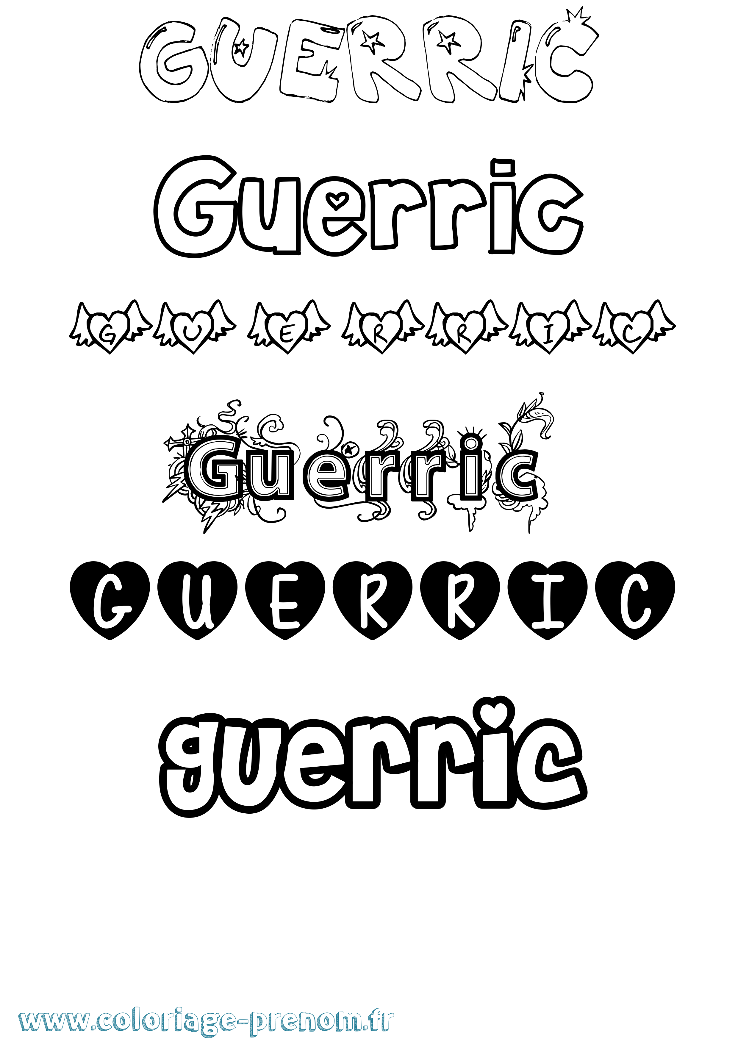 Coloriage Guerric Girly Coloriage prénom Guerric Girly