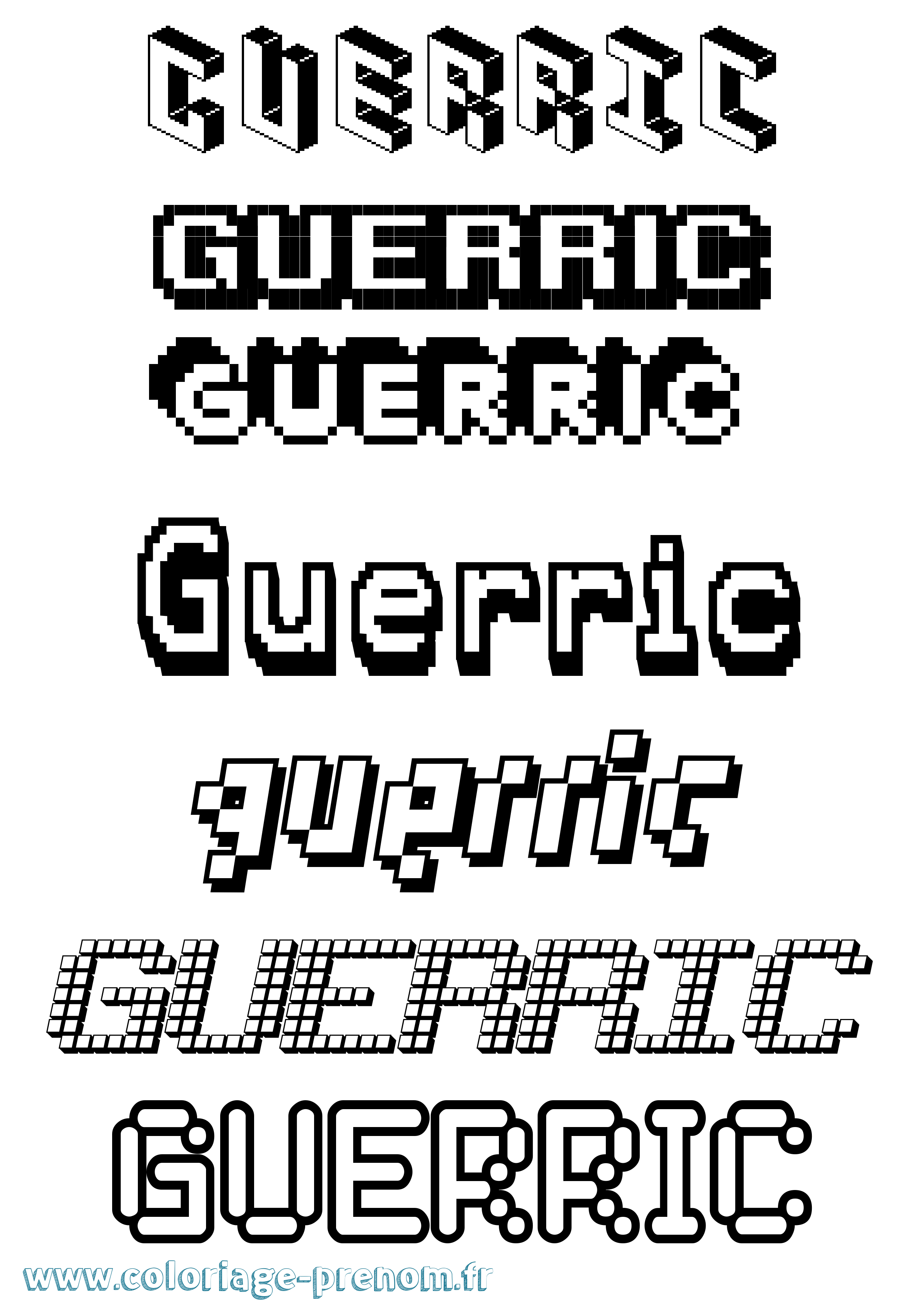 Coloriage Guerric Pixel Coloriage prénom Guerric Pixel