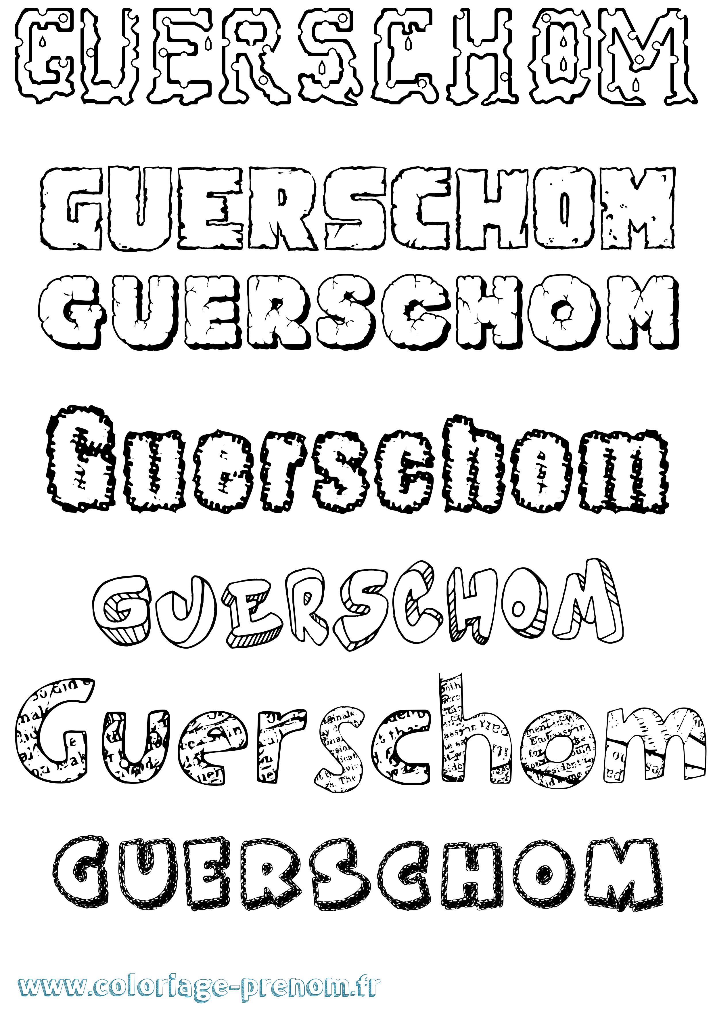 Coloriage Guerschom Destructuré Coloriage prénom Guerschom Destructuré