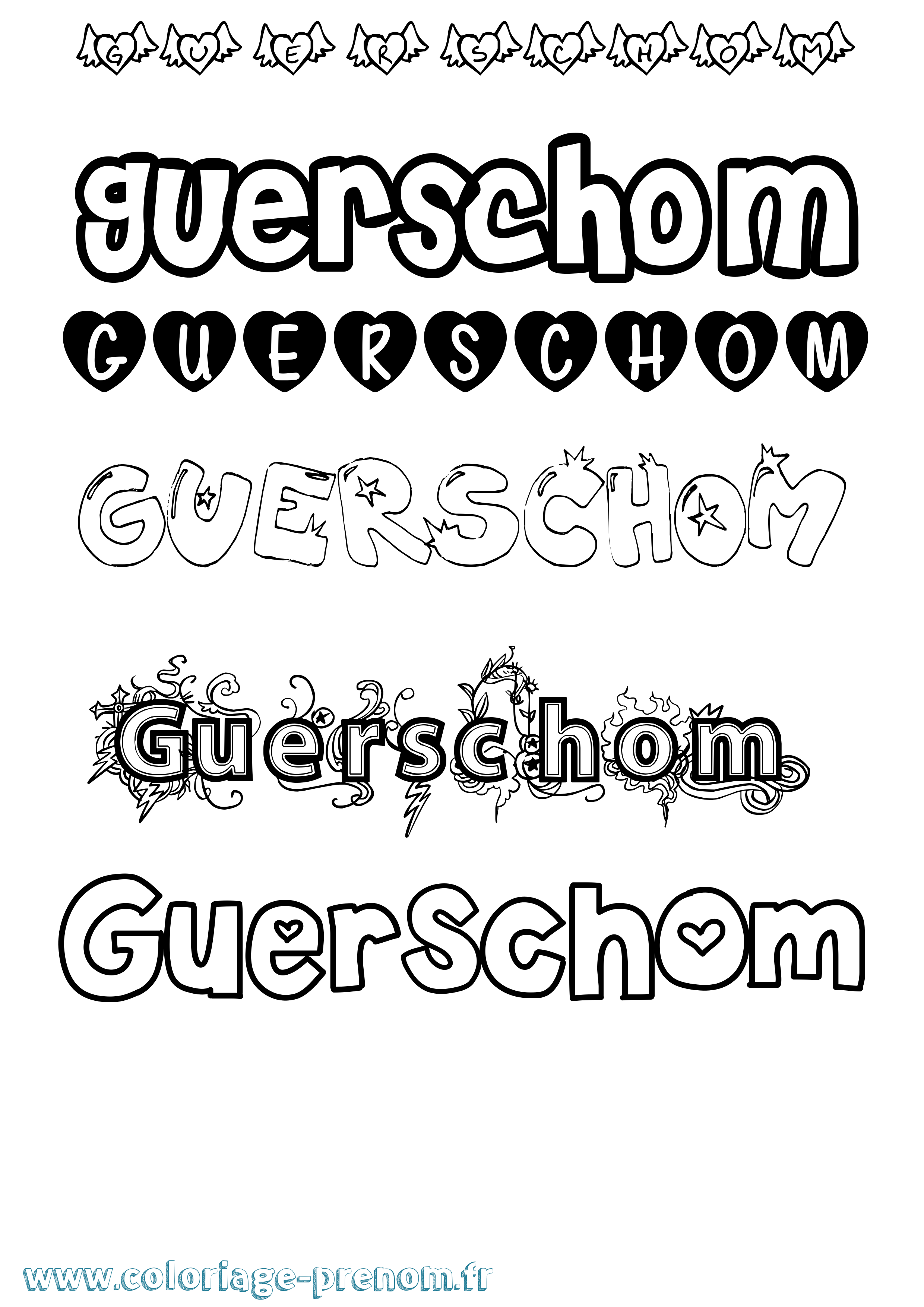 Coloriage Guerschom Girly Coloriage prénom Guerschom Girly