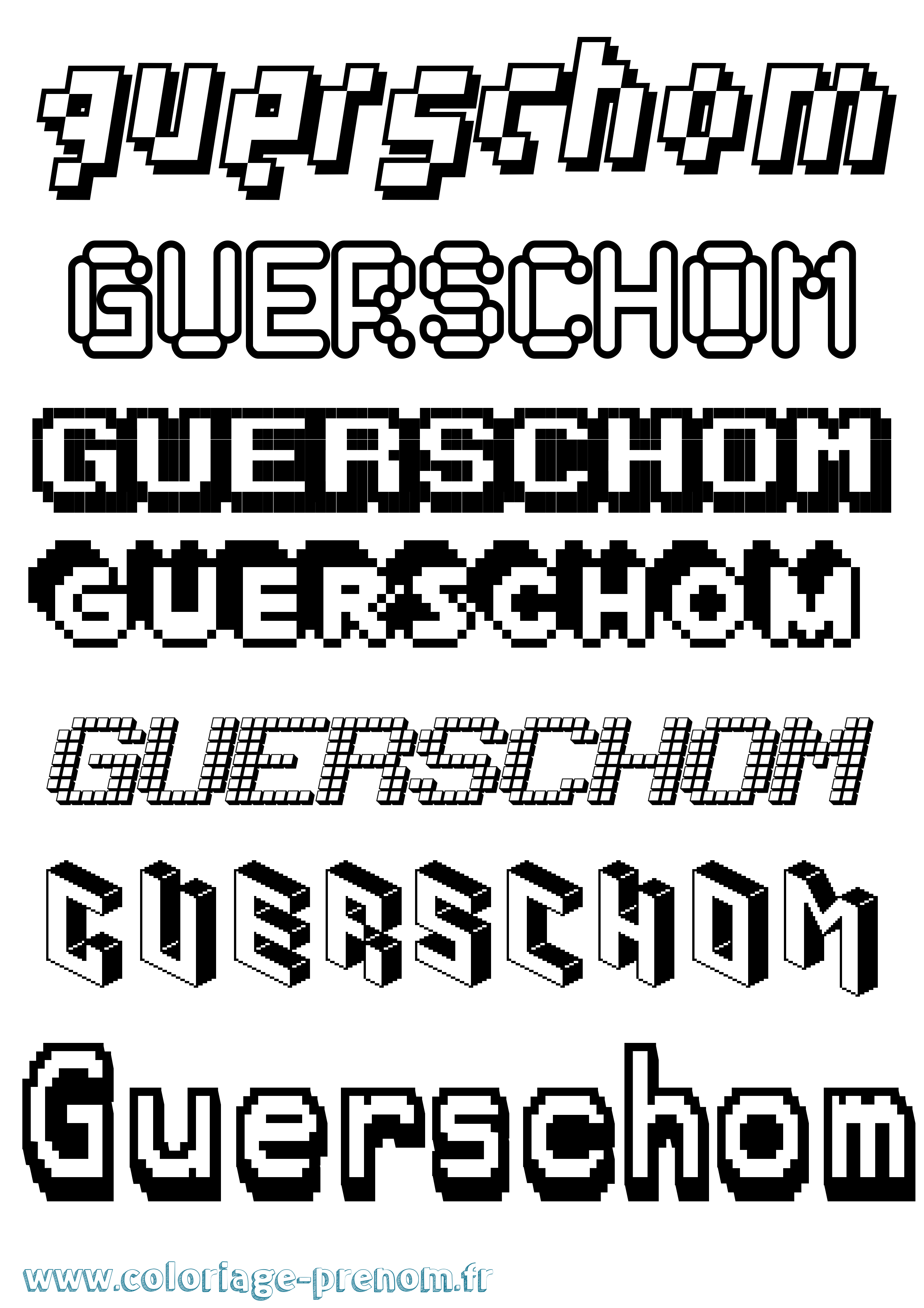 Coloriage Guerschom Pixel Coloriage prénom Guerschom Pixel