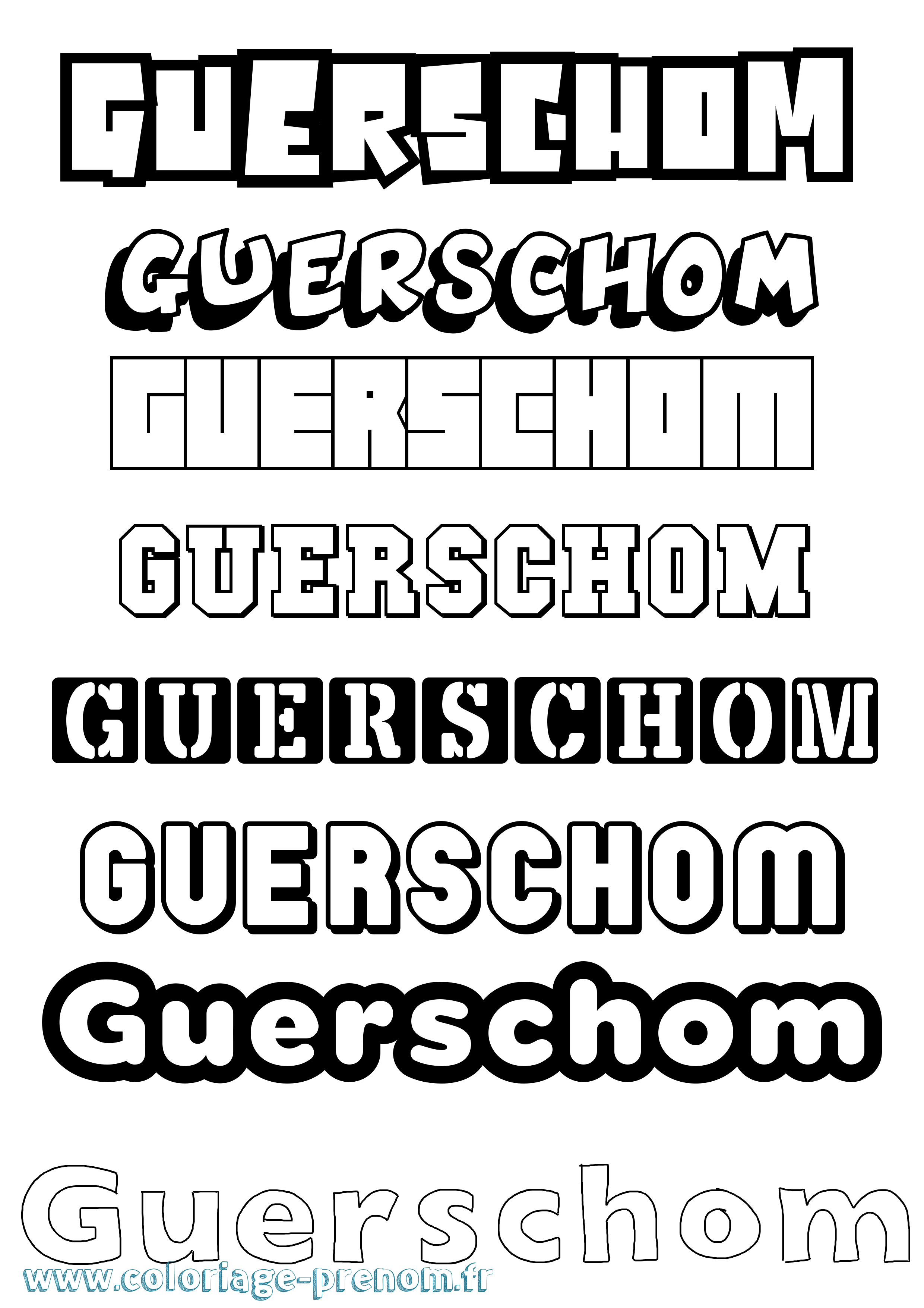 Coloriage Guerschom Simple Coloriage prénom Guerschom Simple