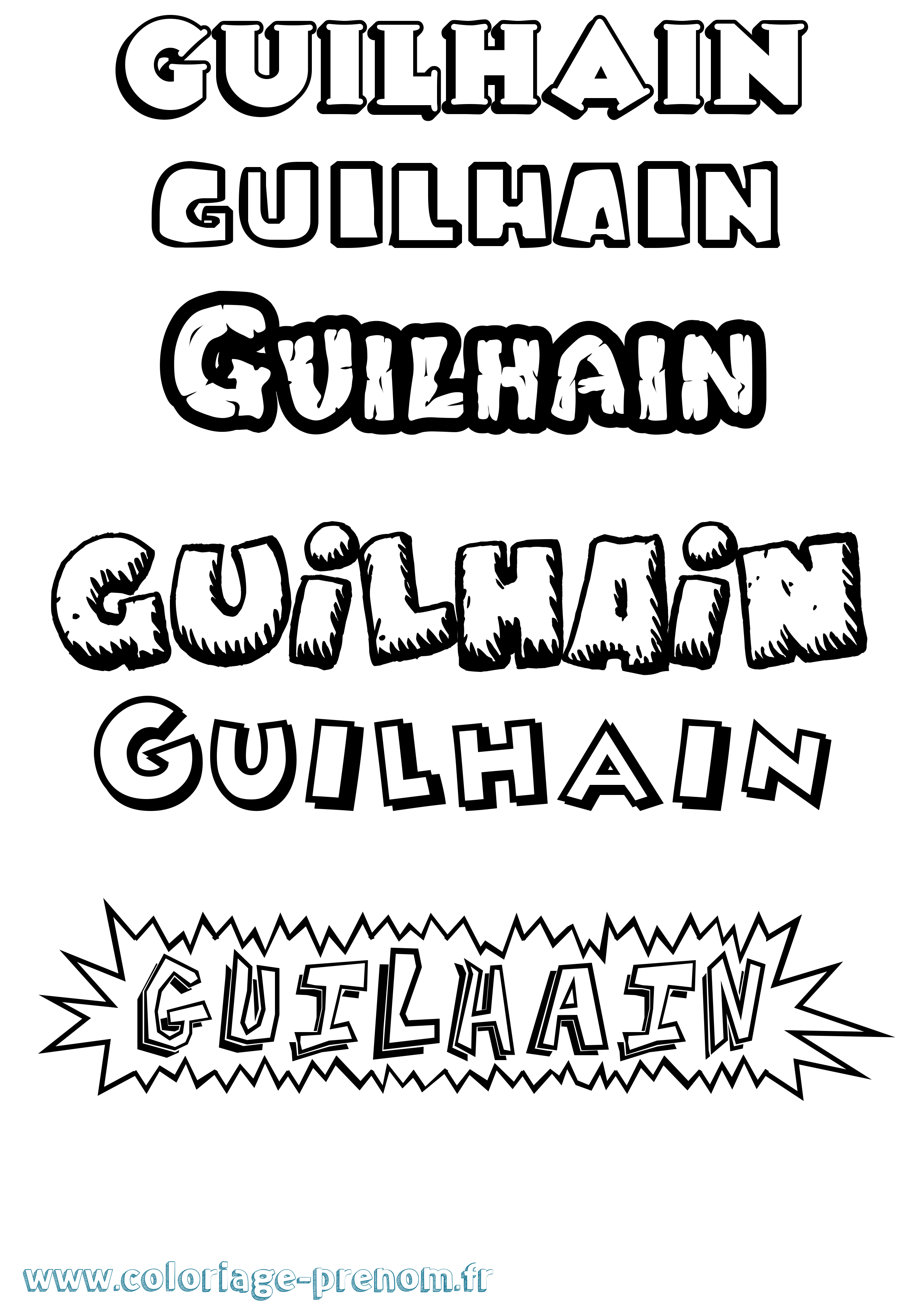 Coloriage Guilhain Dessin Animé Coloriage prénom Guilhain Dessin Animé