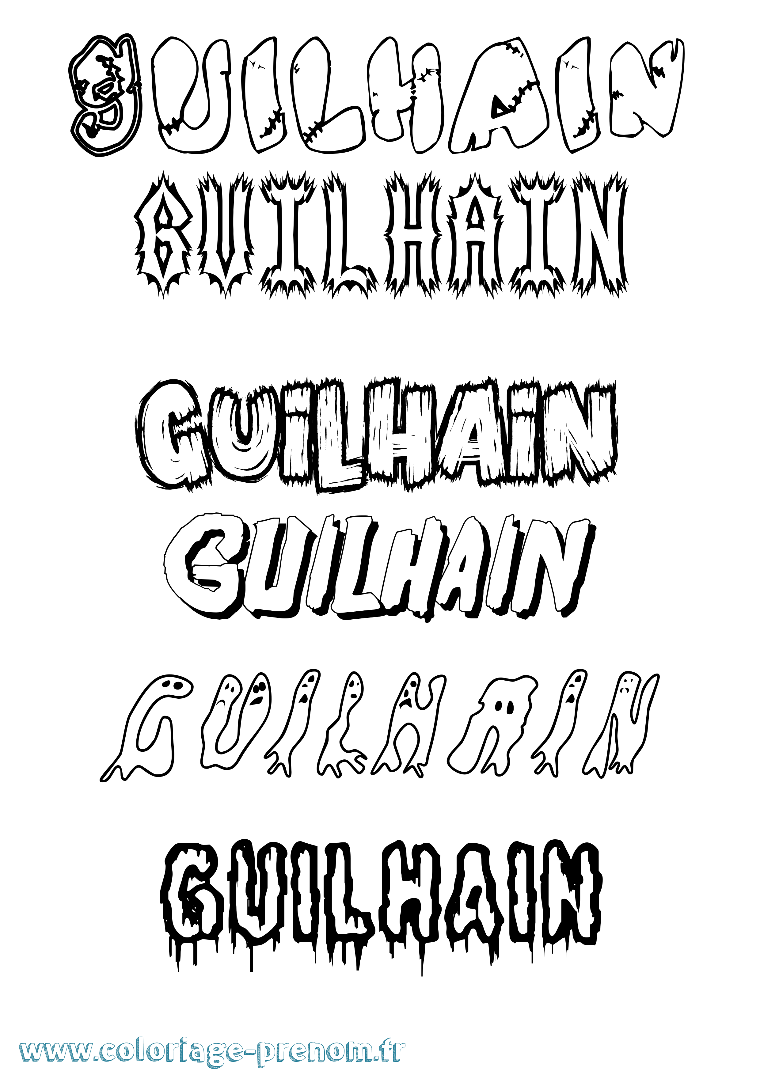Coloriage Guilhain Frisson Coloriage prénom Guilhain Frisson