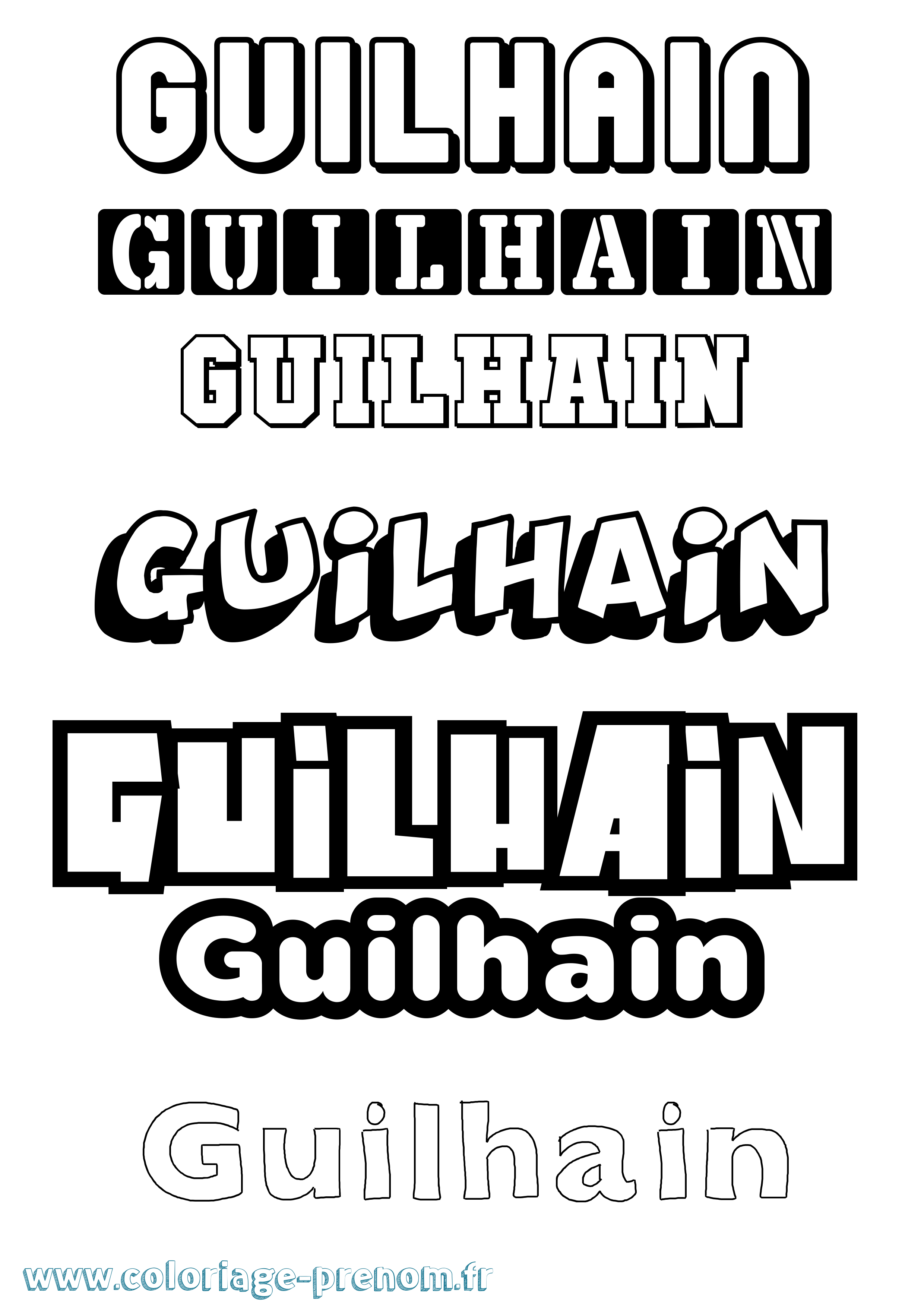 Coloriage Guilhain Simple Coloriage prénom Guilhain Simple