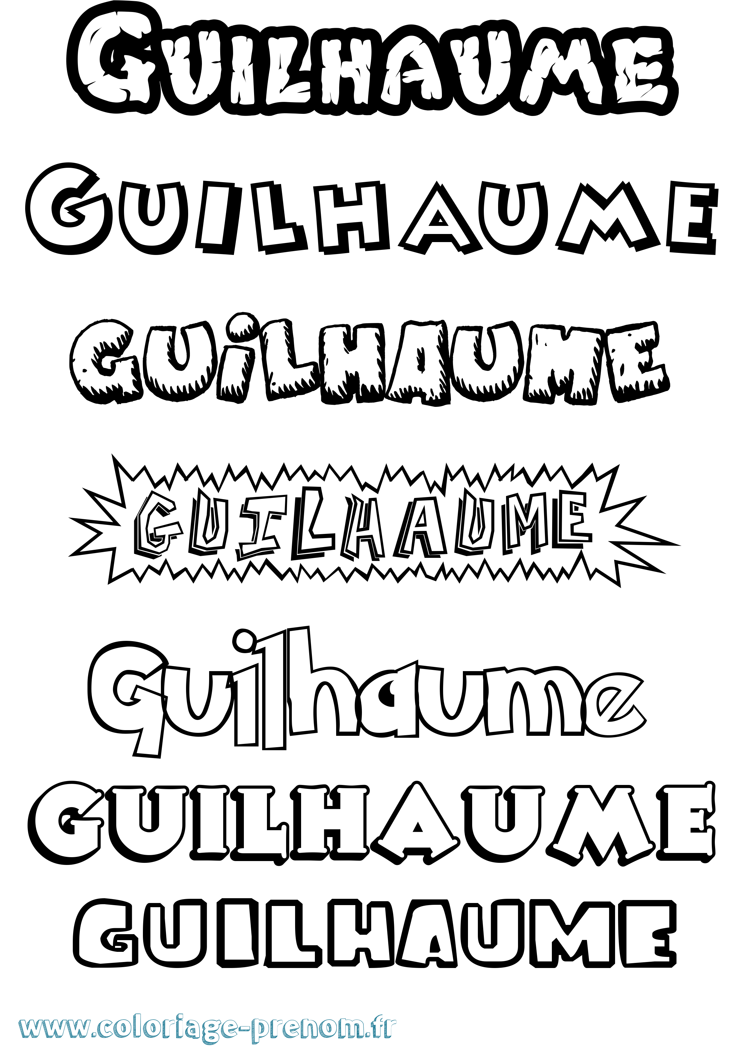 Coloriage Guilhaume Dessin Animé Coloriage prénom Guilhaume Dessin Animé