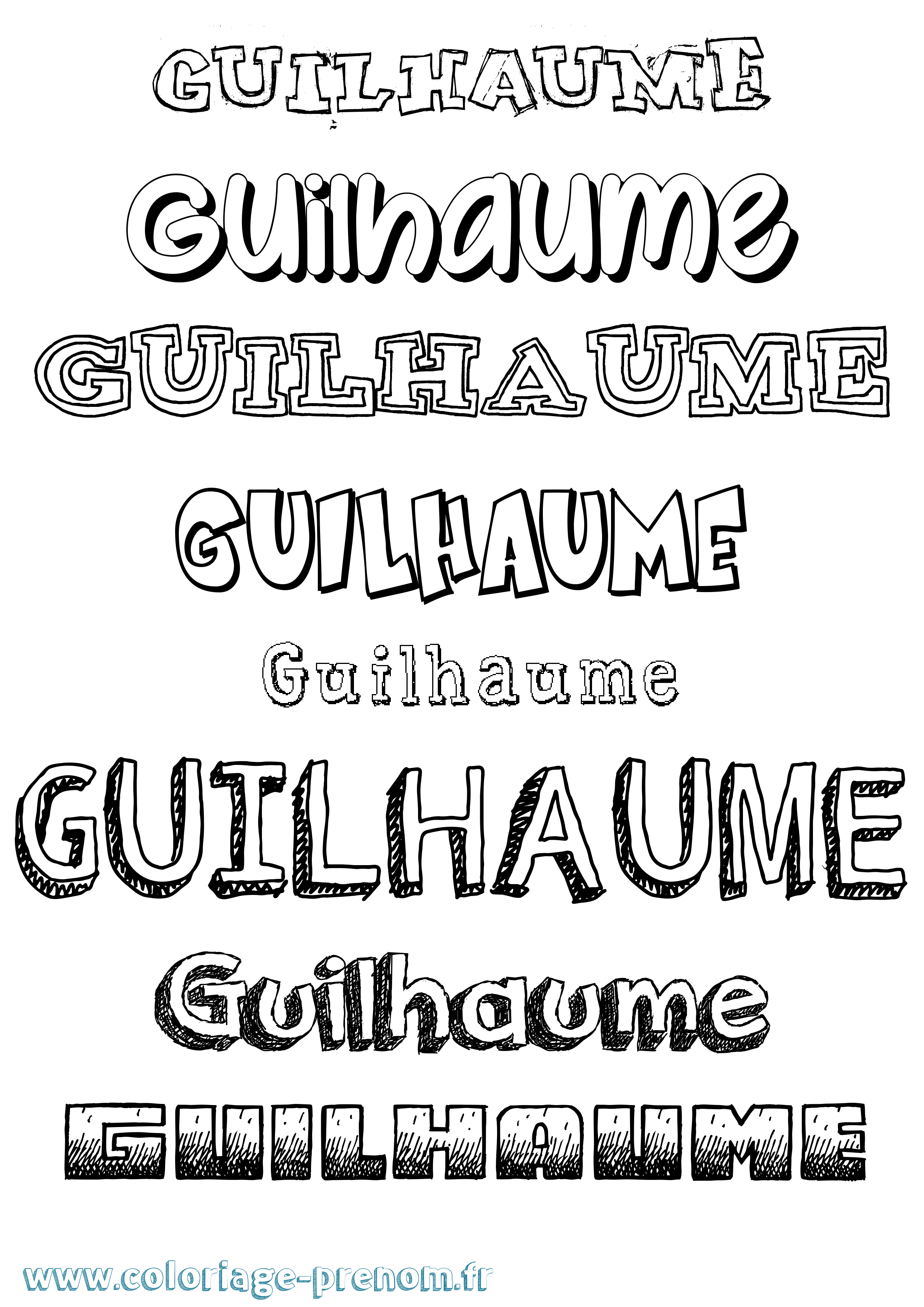 Coloriage Guilhaume Dessiné Coloriage prénom Guilhaume Dessiné