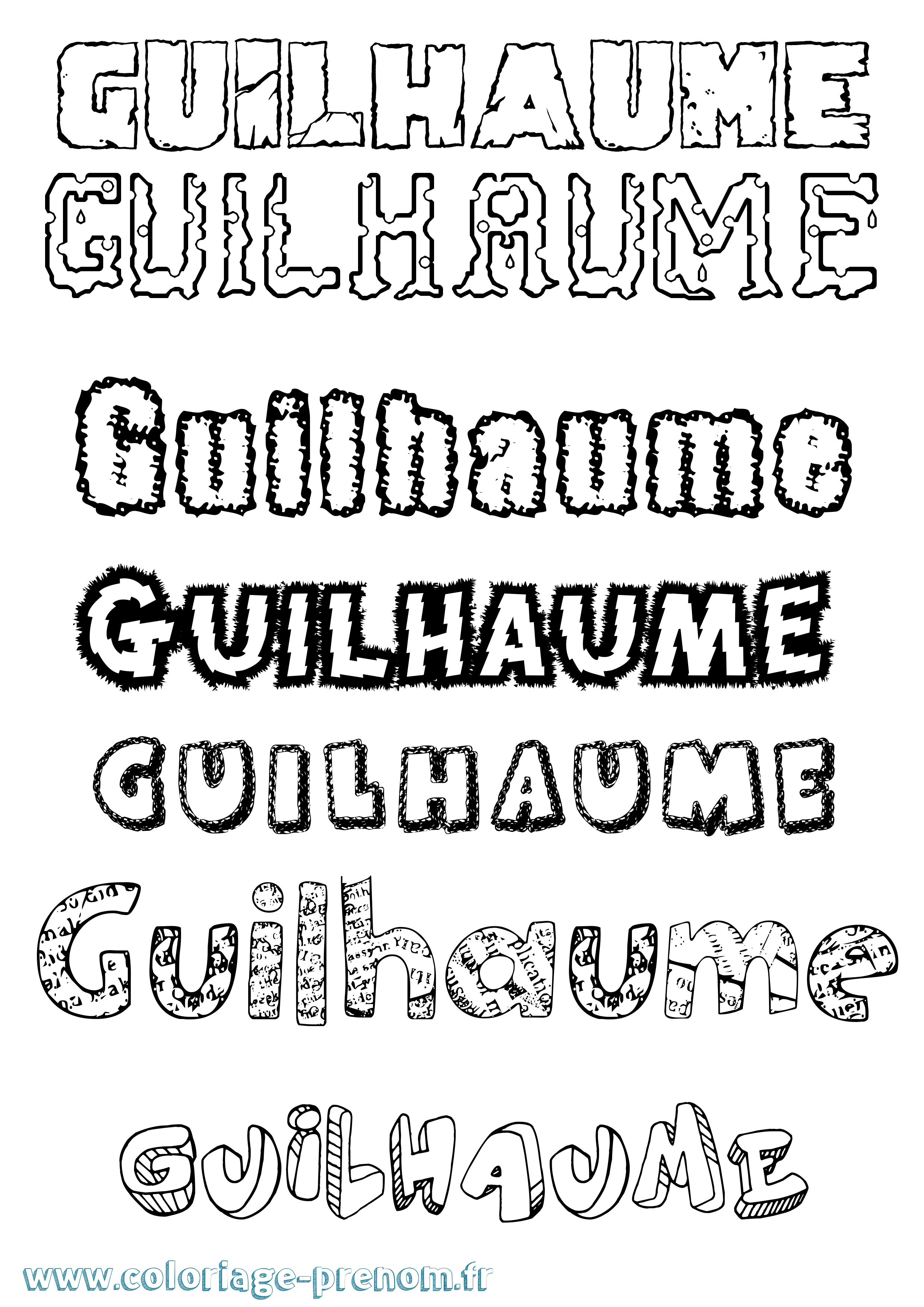 Coloriage Guilhaume Destructuré Coloriage prénom Guilhaume Destructuré