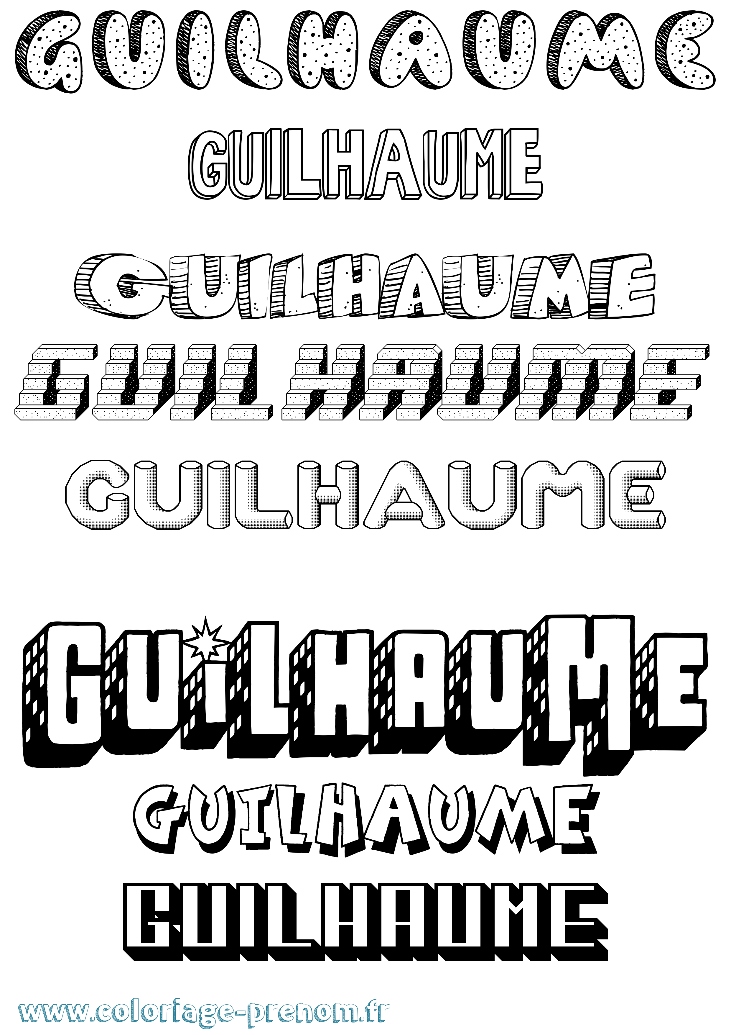 Coloriage Guilhaume Effet 3D Coloriage prénom Guilhaume Effet 3D