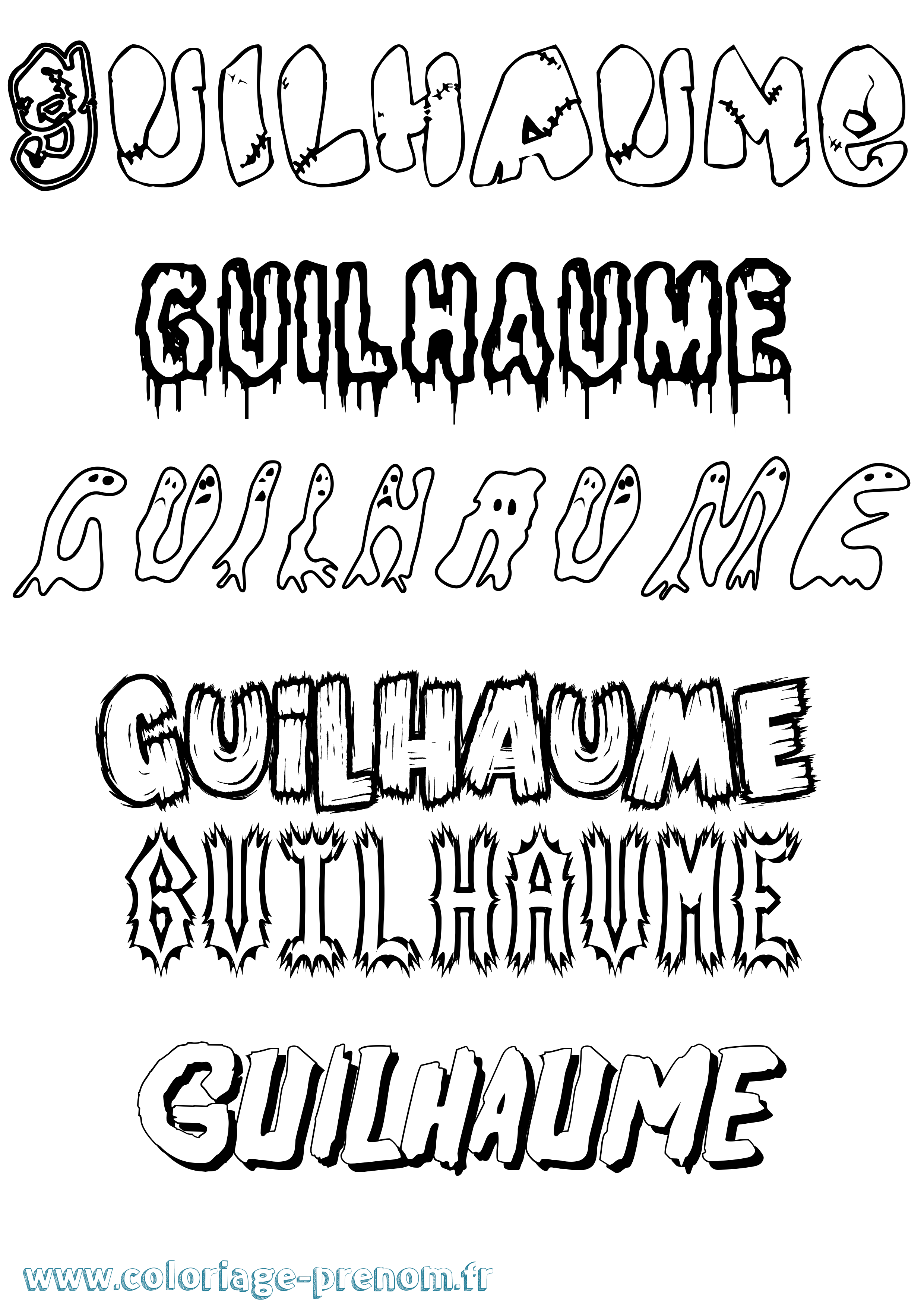 Coloriage Guilhaume Frisson Coloriage prénom Guilhaume Frisson