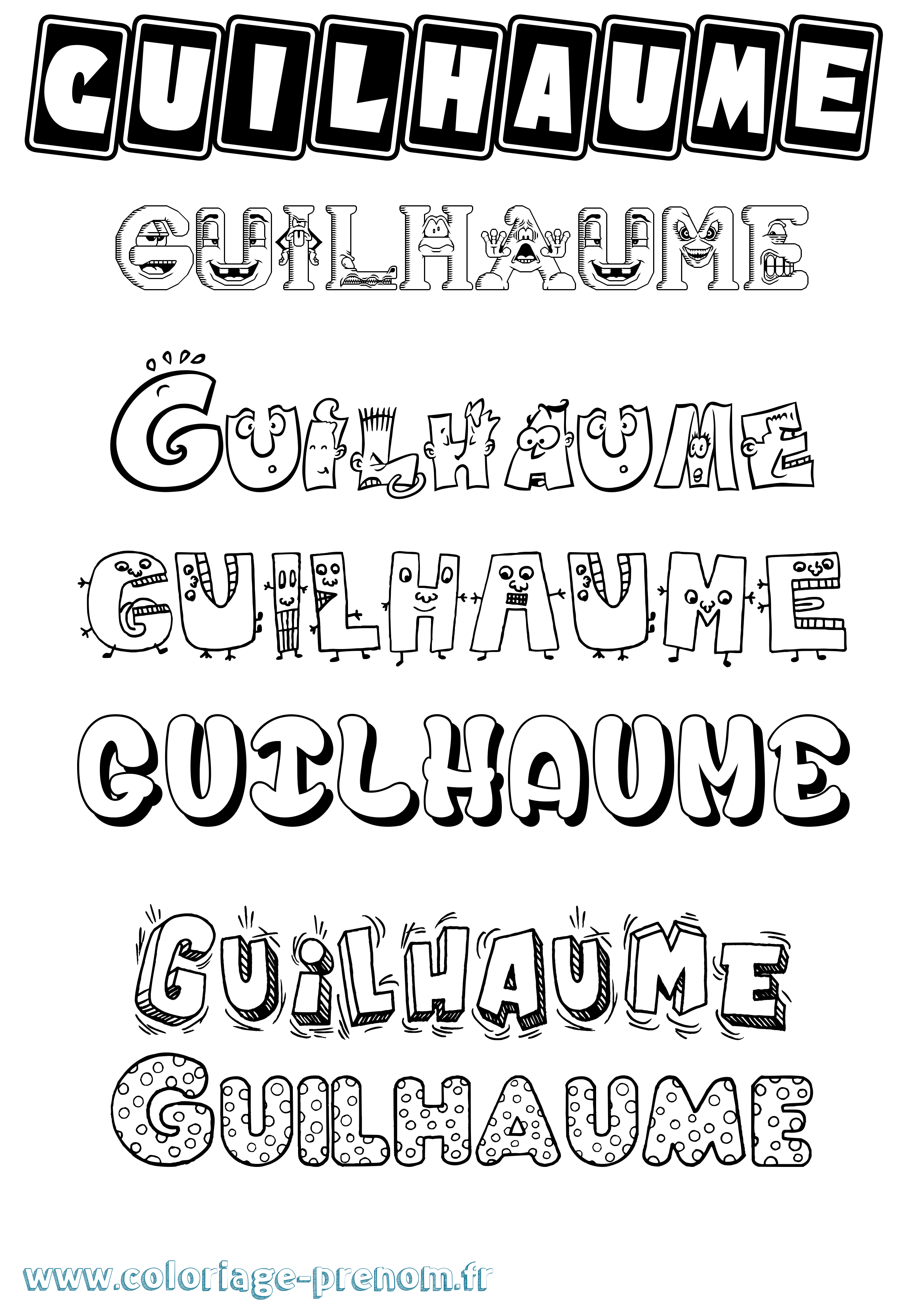 Coloriage Guilhaume Fun Coloriage prénom Guilhaume Fun