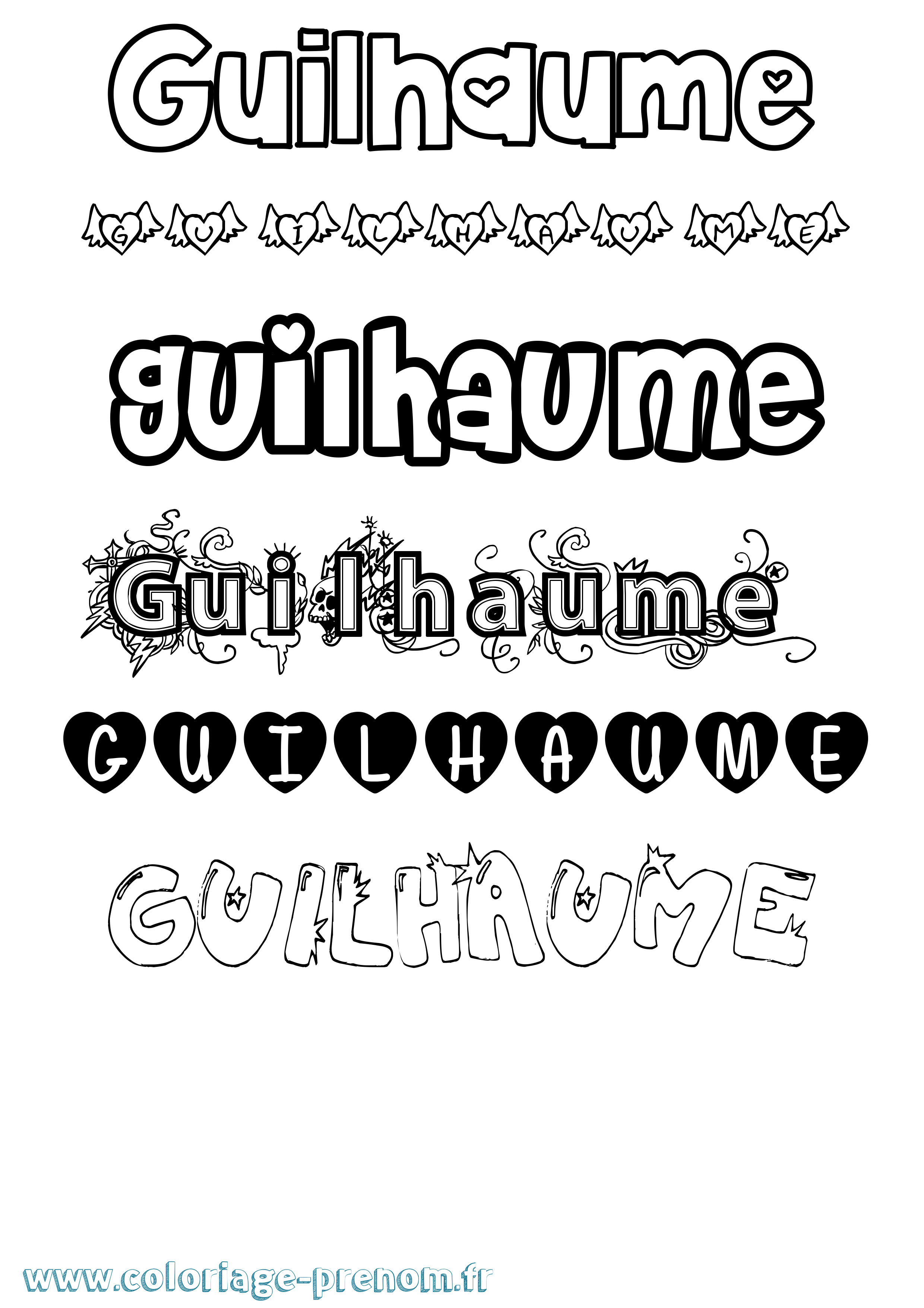 Coloriage Guilhaume Girly Coloriage prénom Guilhaume Girly