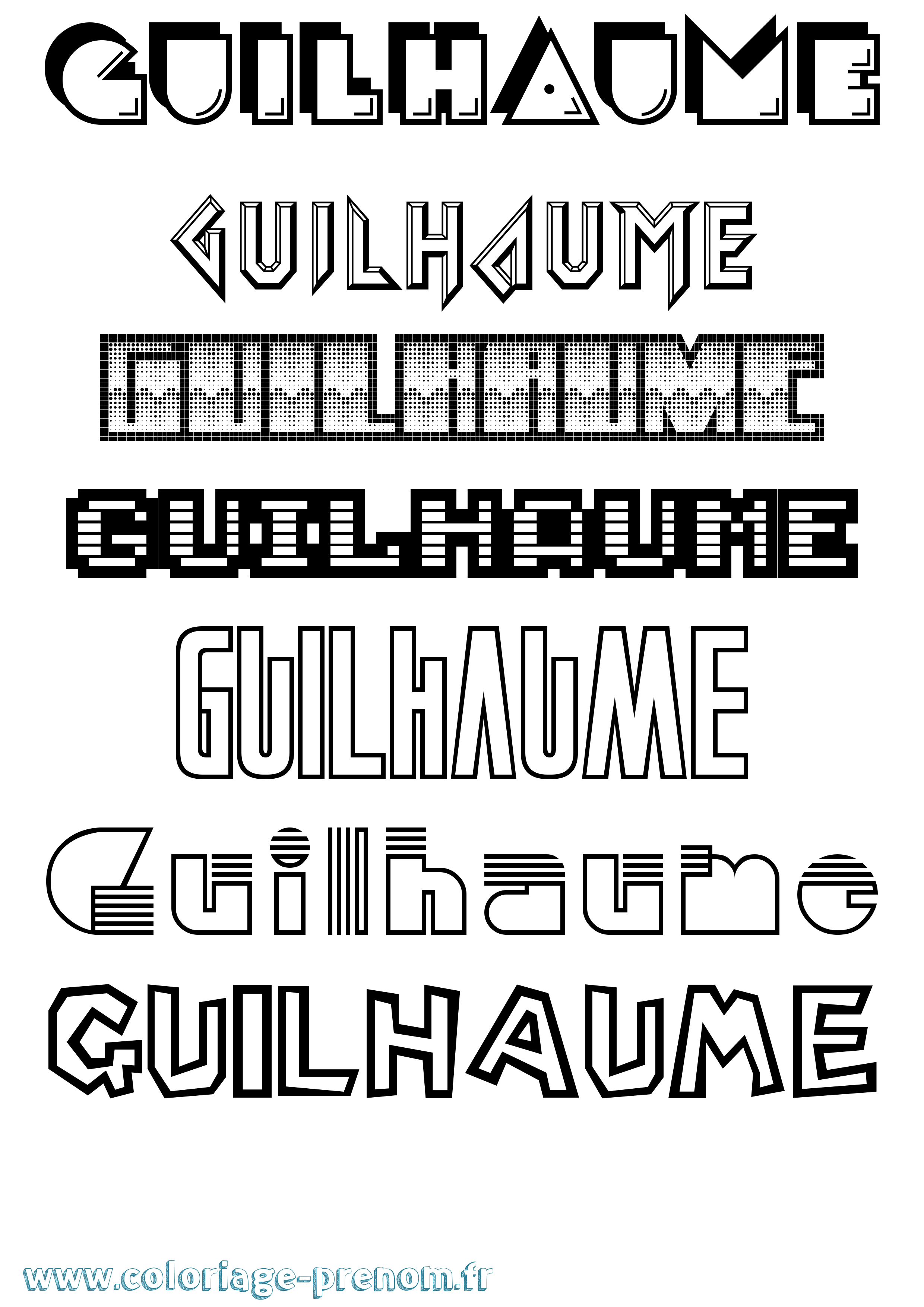 Coloriage Guilhaume Jeux Vidéos Coloriage prénom Guilhaume Jeux Vidéos