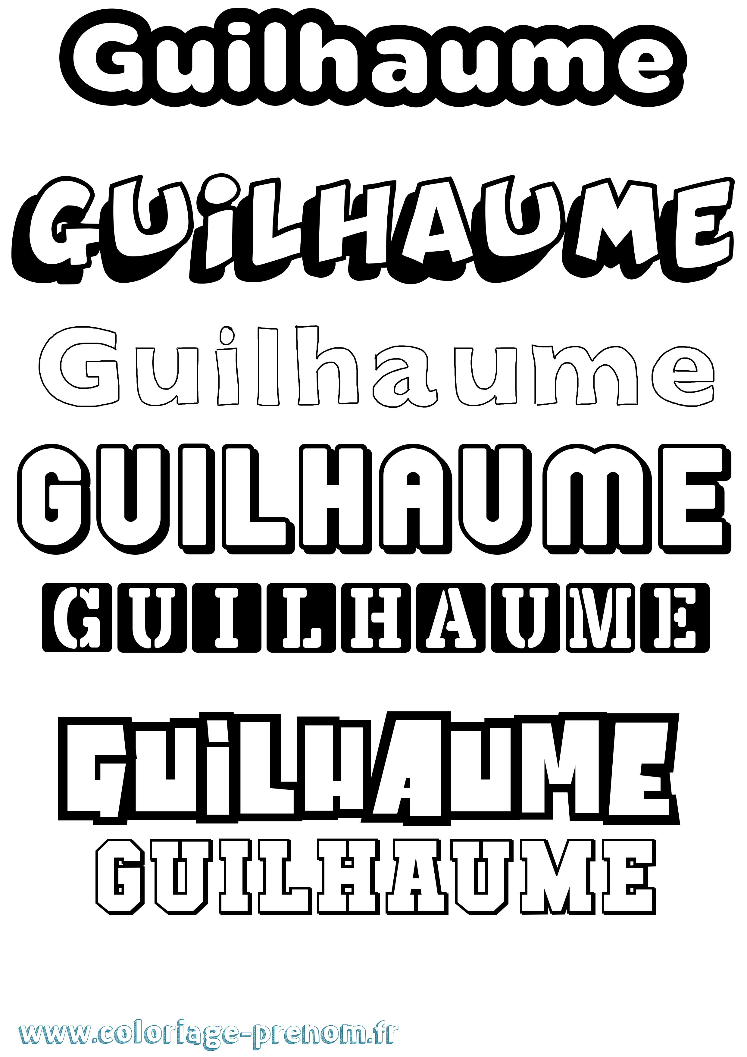 Coloriage Guilhaume Simple Coloriage prénom Guilhaume Simple