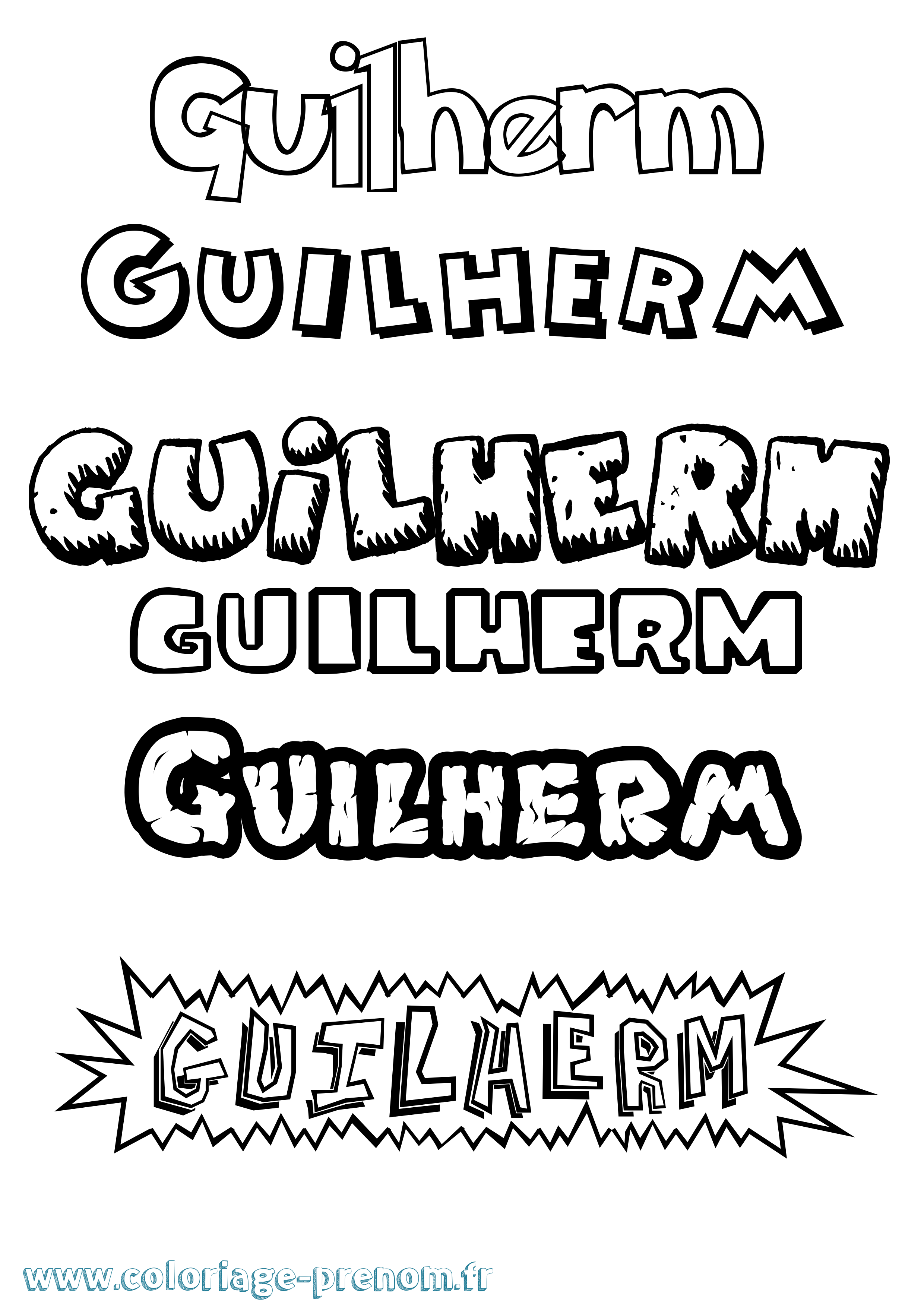 Coloriage Guilherm Dessin Animé Coloriage prénom Guilherm Dessin Animé