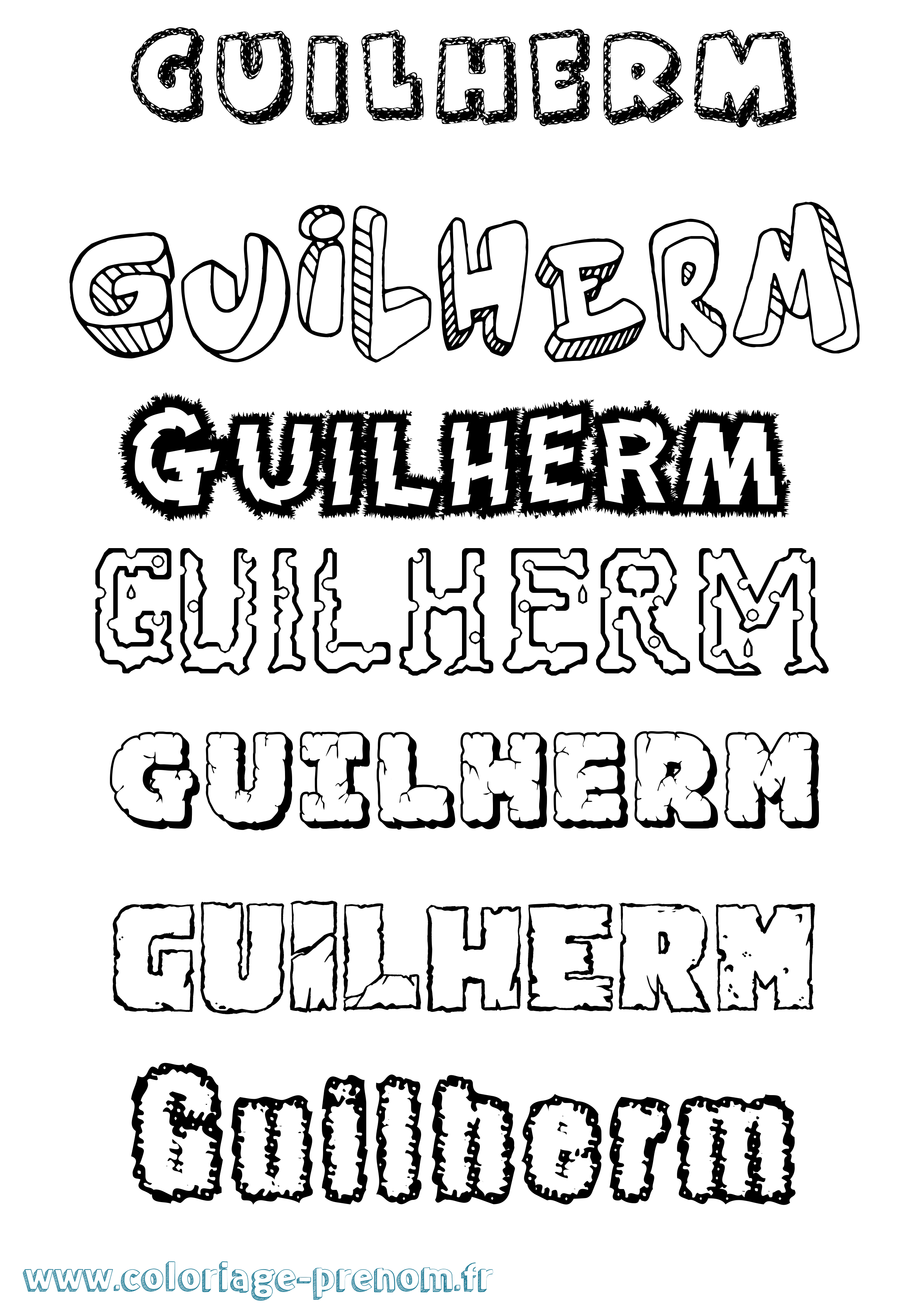 Coloriage Guilherm Destructuré Coloriage prénom Guilherm Destructuré