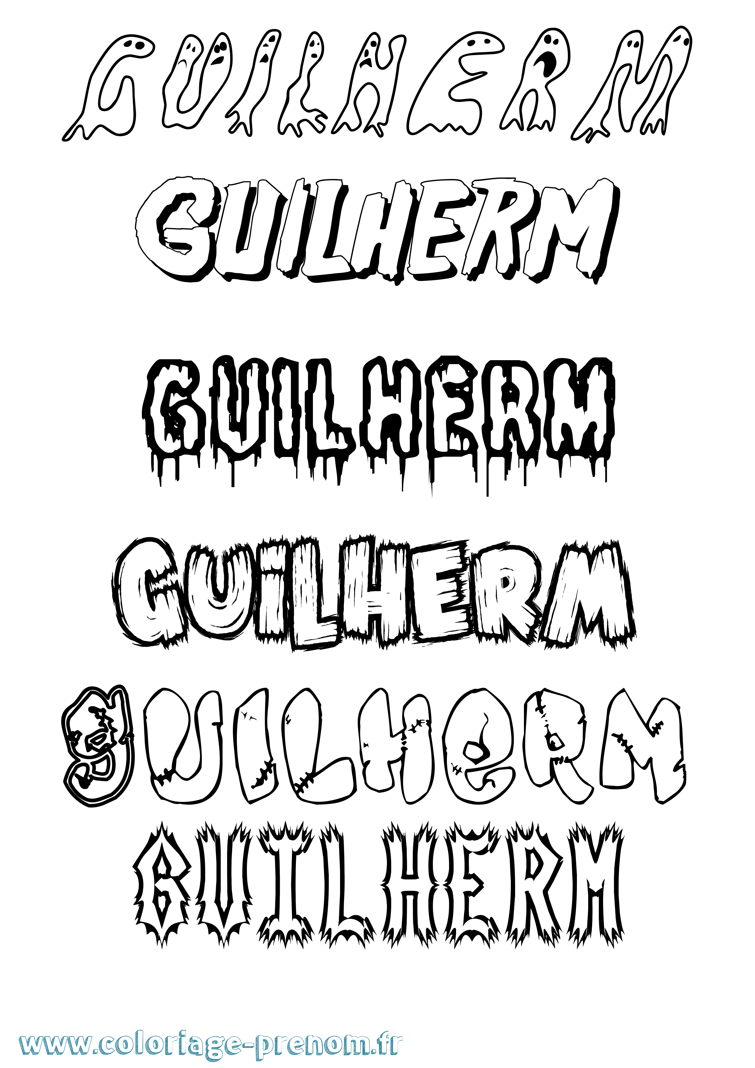 Coloriage Guilherm Frisson Coloriage prénom Guilherm Frisson