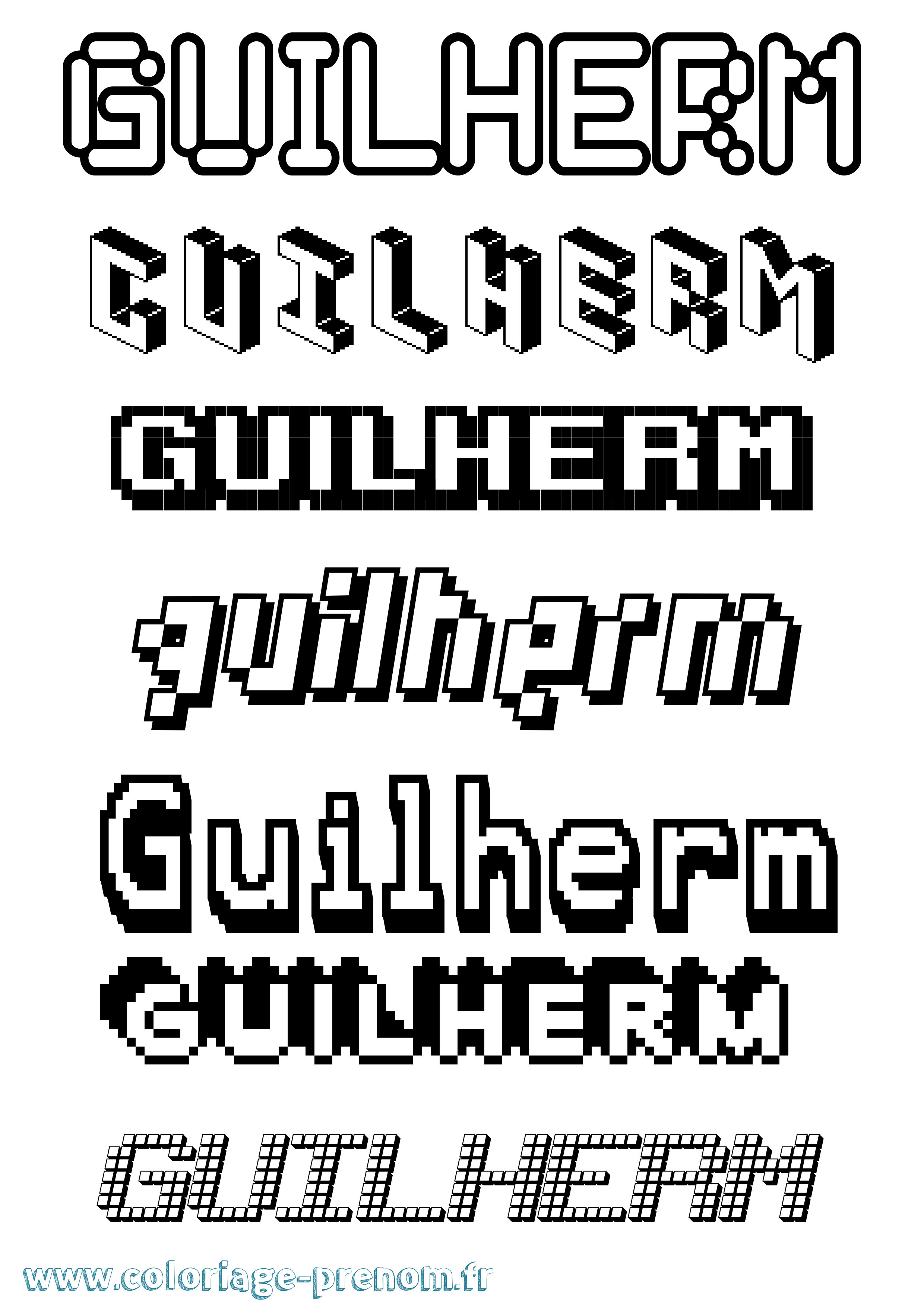 Coloriage Guilherm Pixel Coloriage prénom Guilherm Pixel