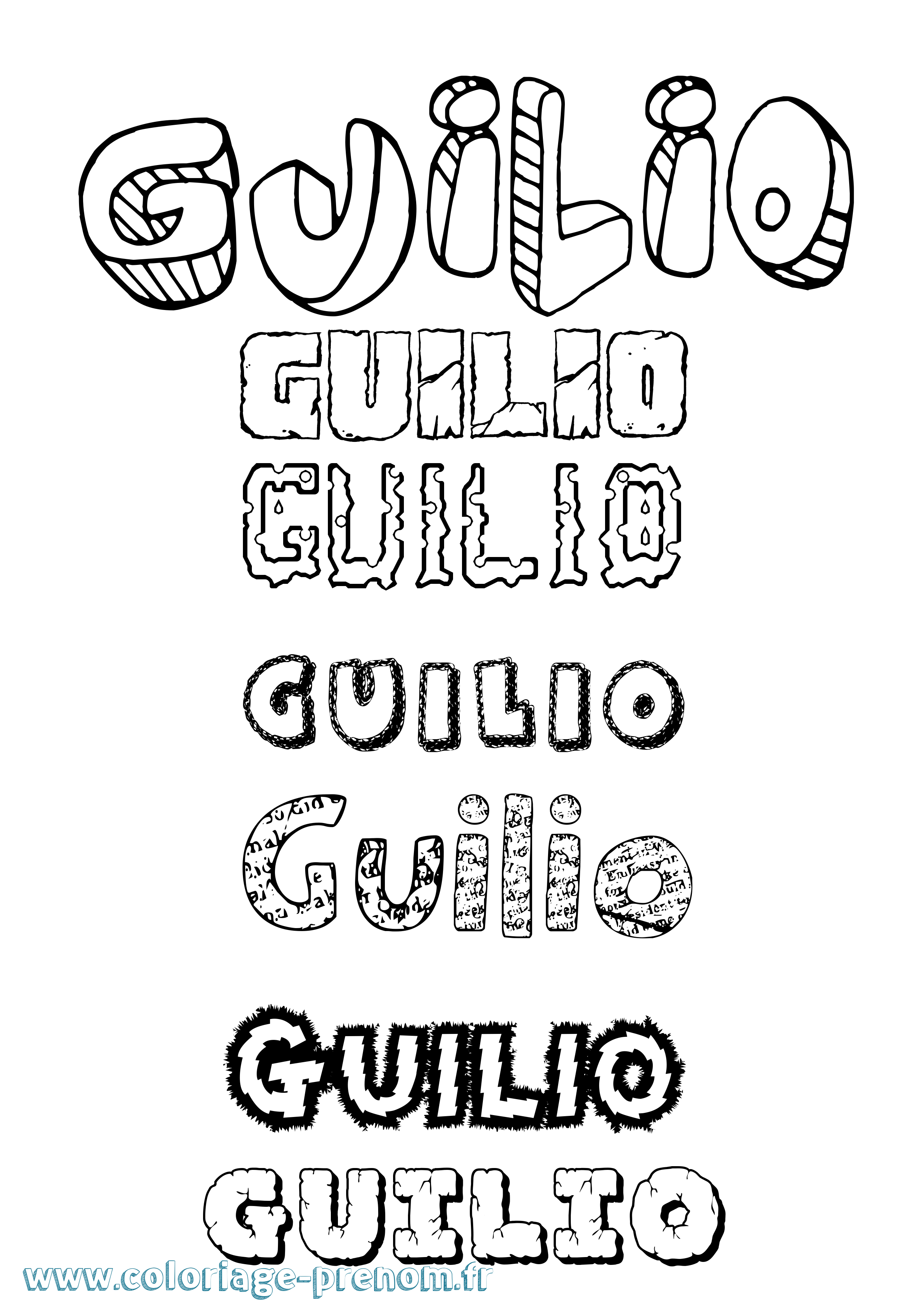 Coloriage Guilio Destructuré Coloriage prénom Guilio Destructuré