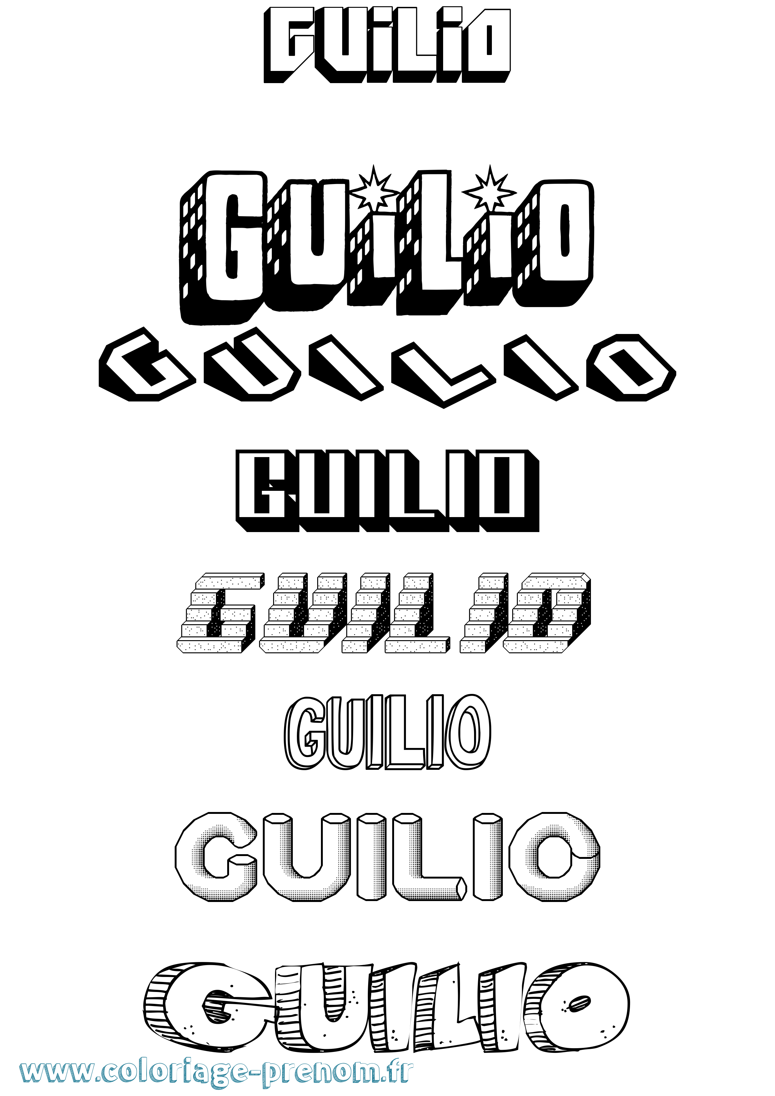 Coloriage Guilio Effet 3D Coloriage prénom Guilio Effet 3D